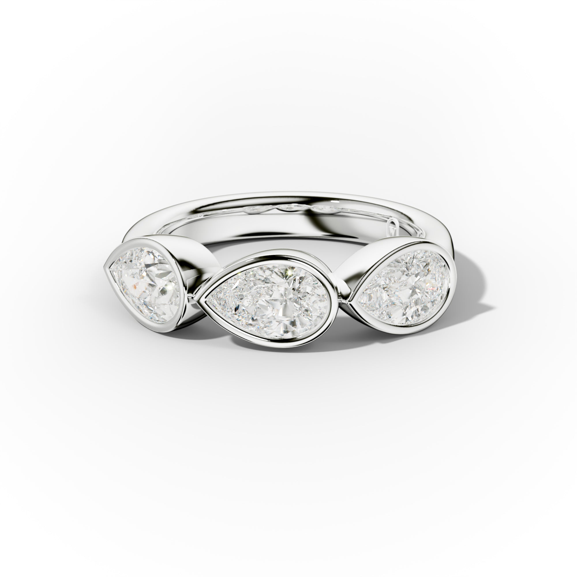 2.0 Carat East West Pear Shape Bezel Set Diamond Anniversary Band