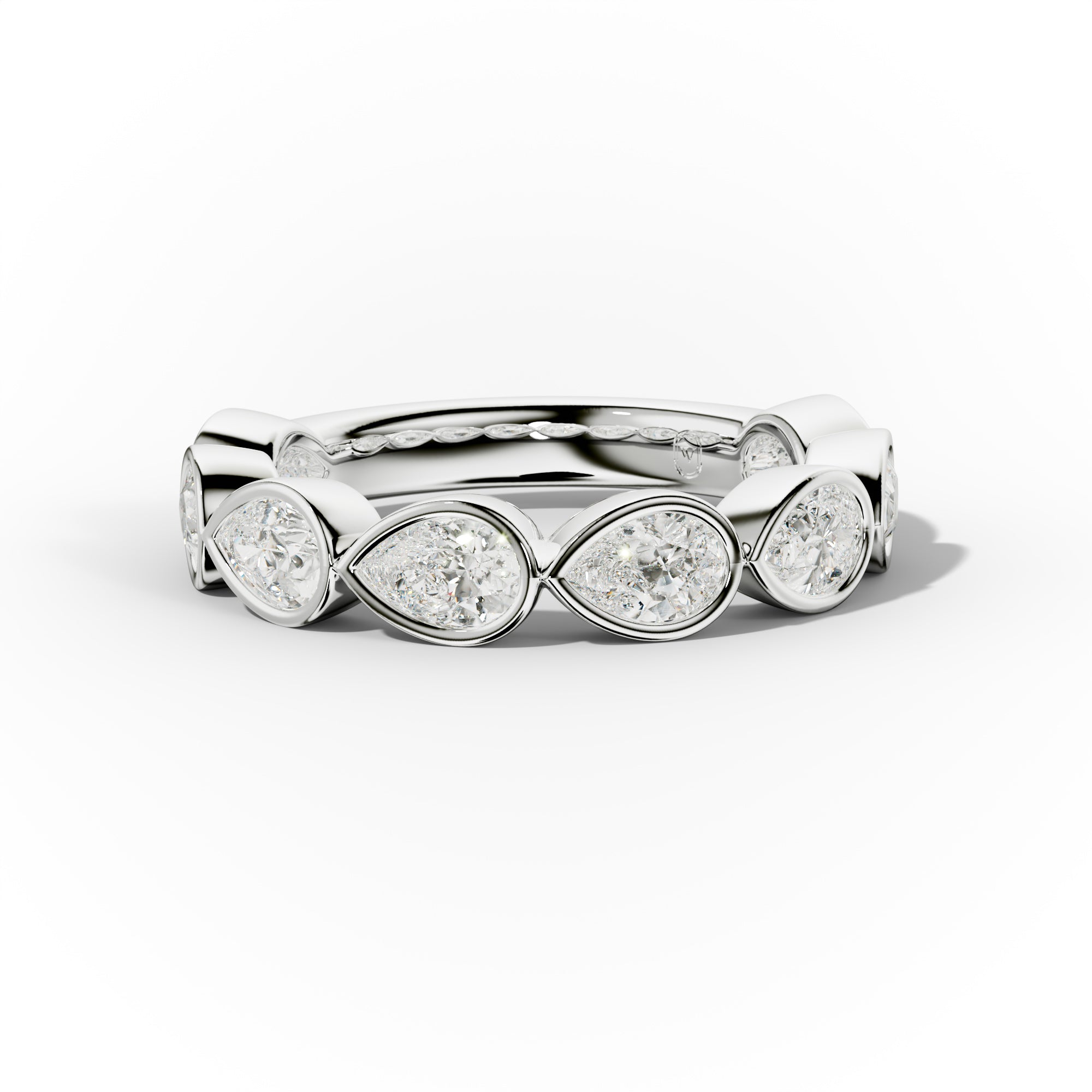 2.0 Carat East West Pear Cut Bezel Set Diamond Anniversary Band