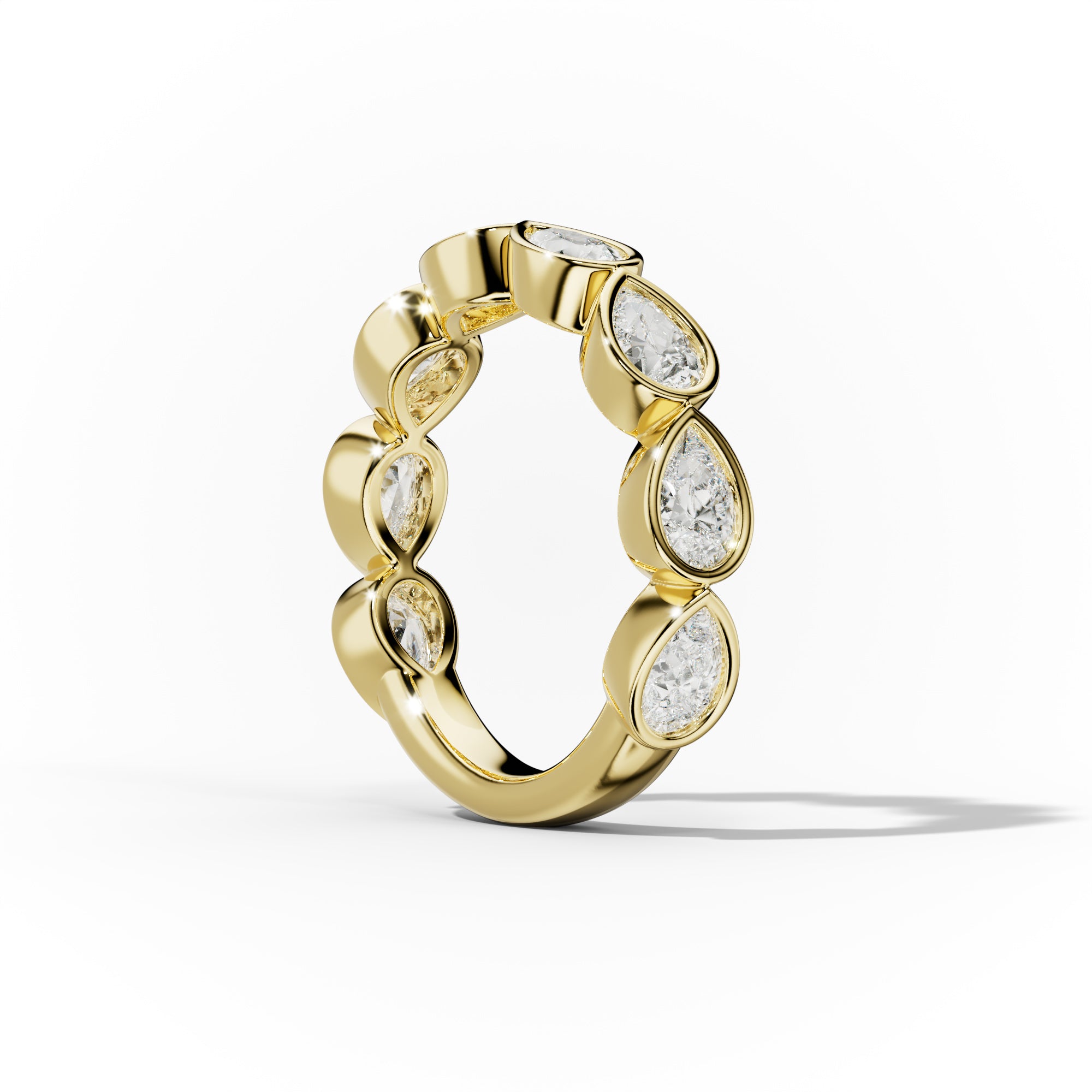 2.0 Carat East West Pear Cut Bezel Set Diamond Anniversary Band
