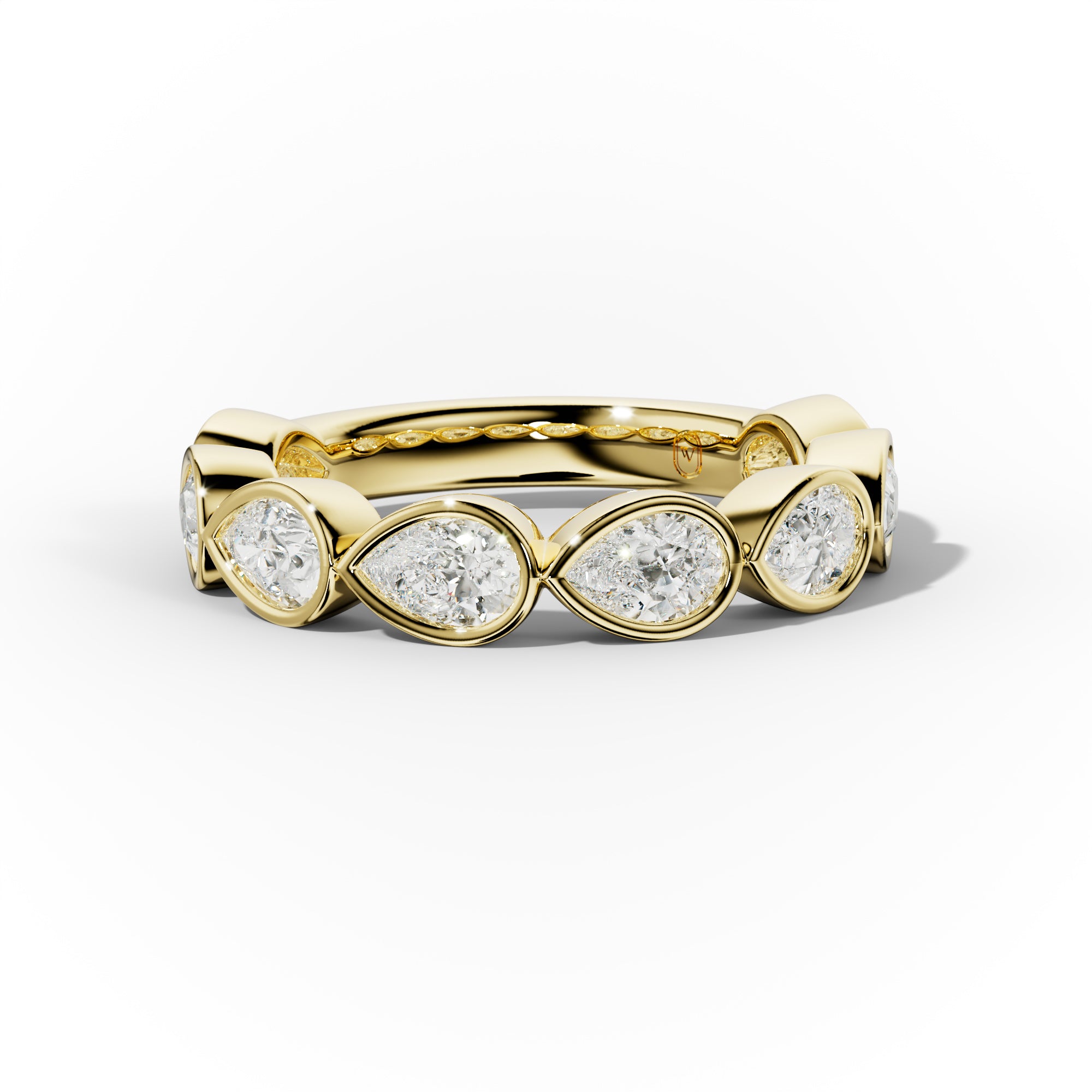 2.0 Carat East West Pear Cut Bezel Set Diamond Anniversary Band
