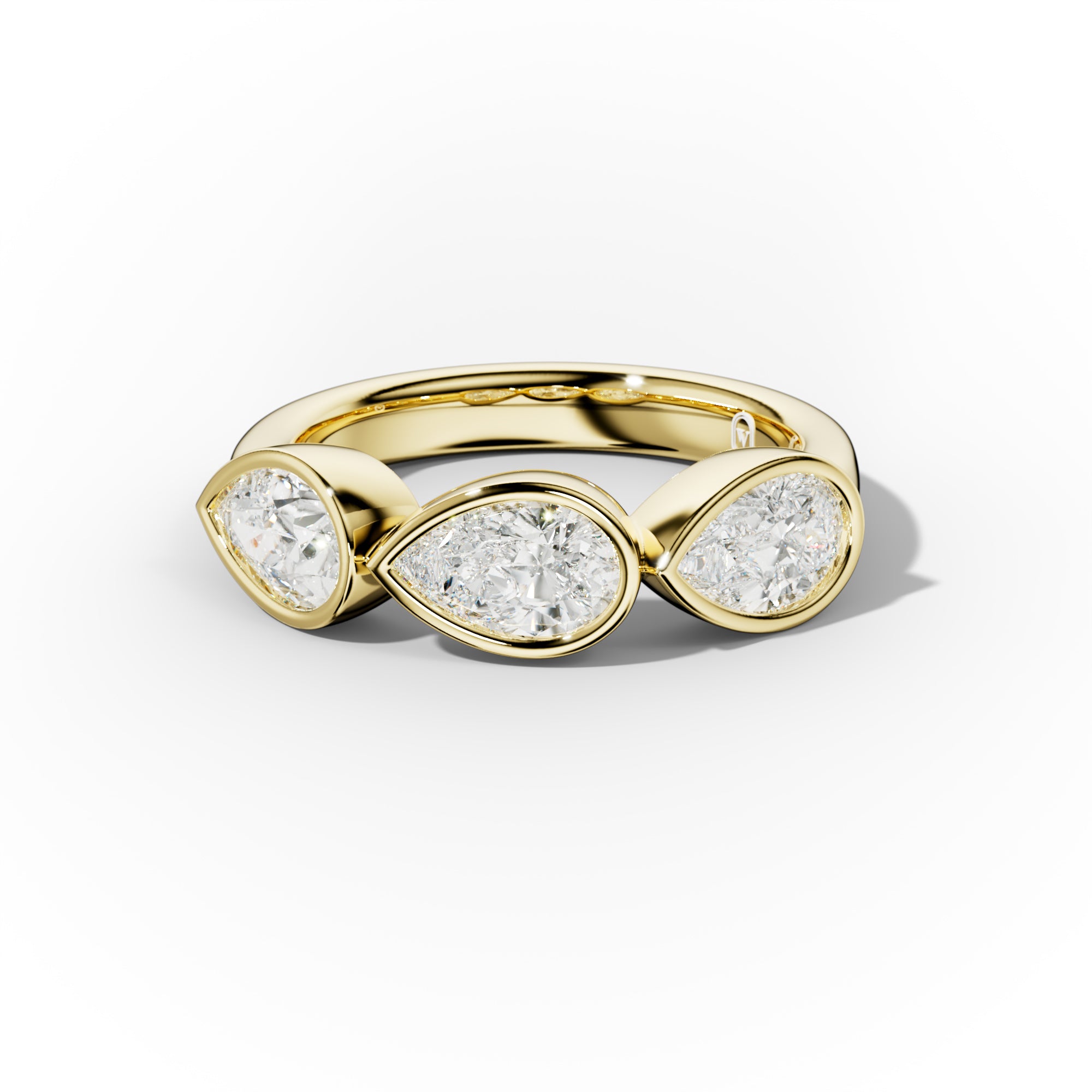 2.0 Carat East West Pear Shape Bezel Set Diamond Anniversary Band