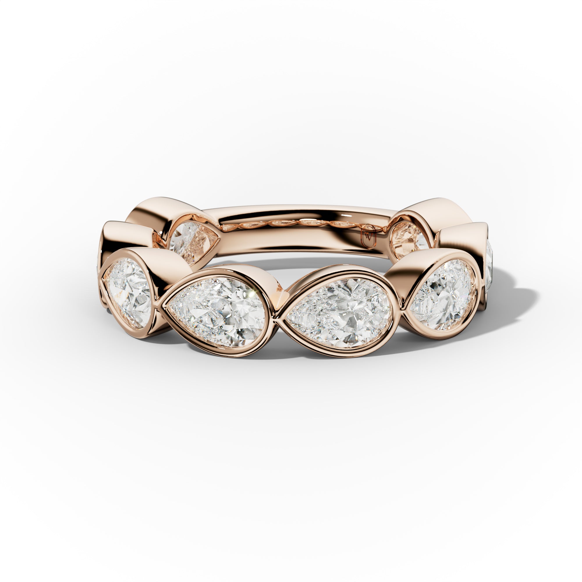 3.0 Carat East West Pear Shape Bezel Set Diamond Anniversary Band