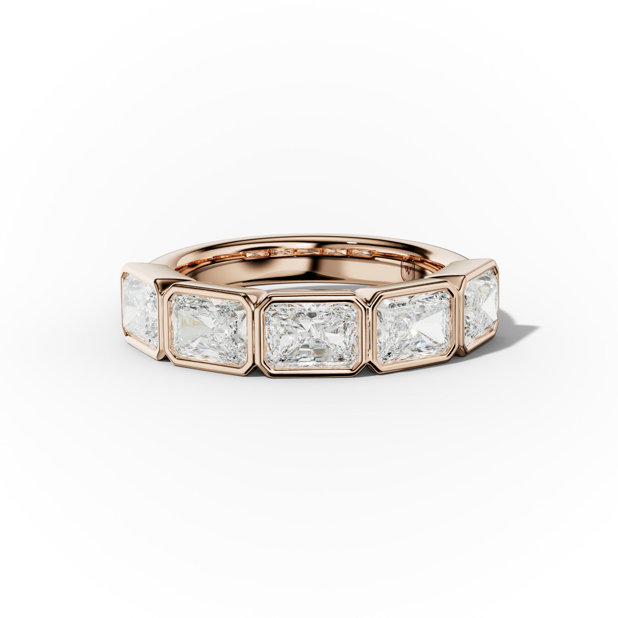 3.0 Carat East West Radiant Cut Bezel Set Diamond Anniversary Band