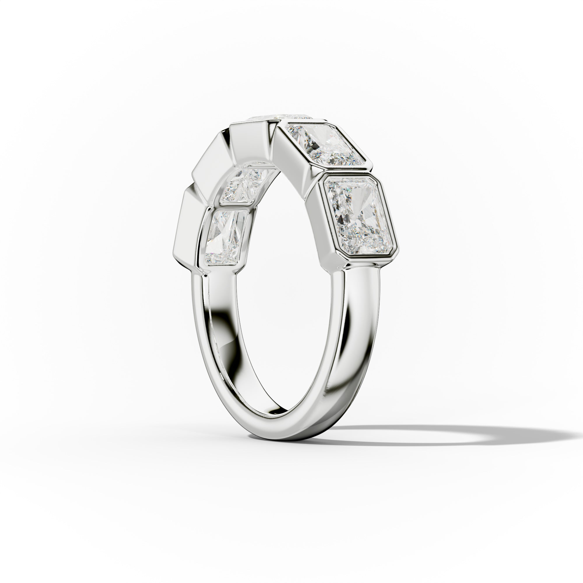 3.0 Carat East West Radiant Cut Bezel Set Diamond Anniversary Band