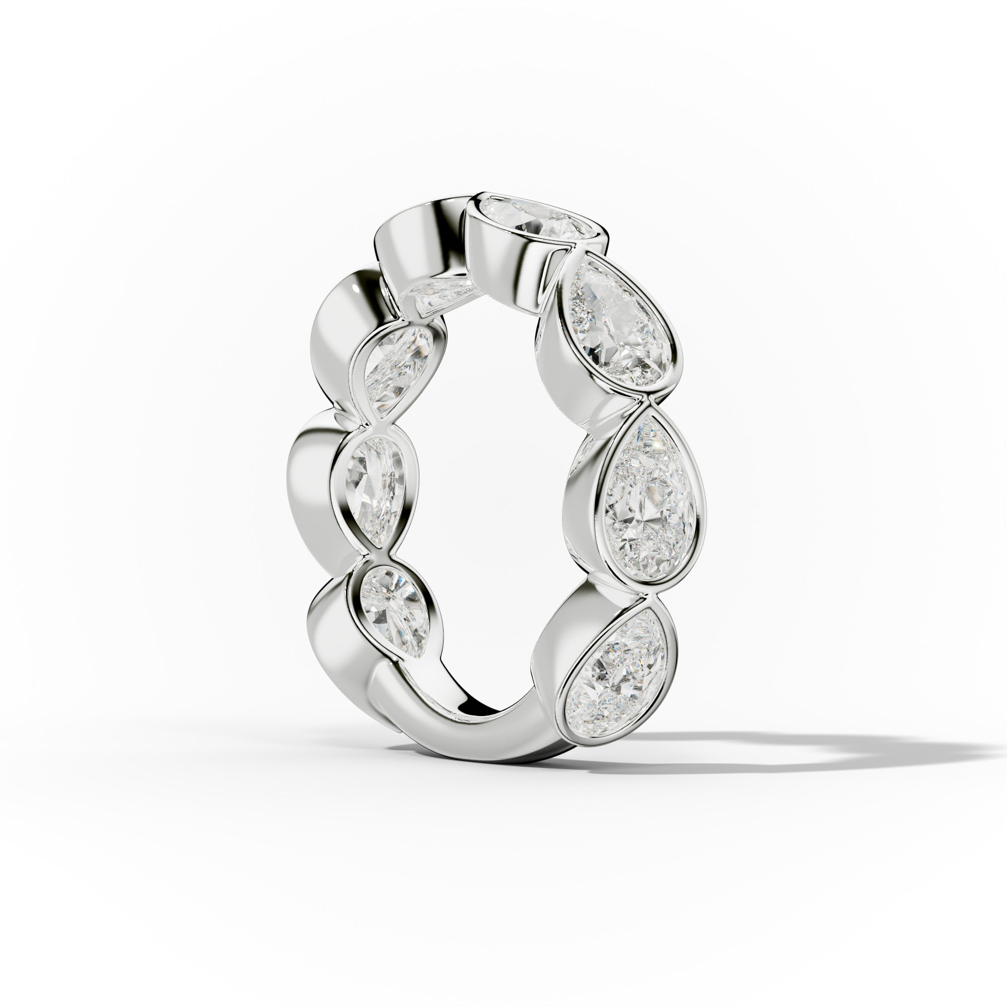 3.0 Carat East West Pear Shape Bezel Set Diamond Anniversary Band