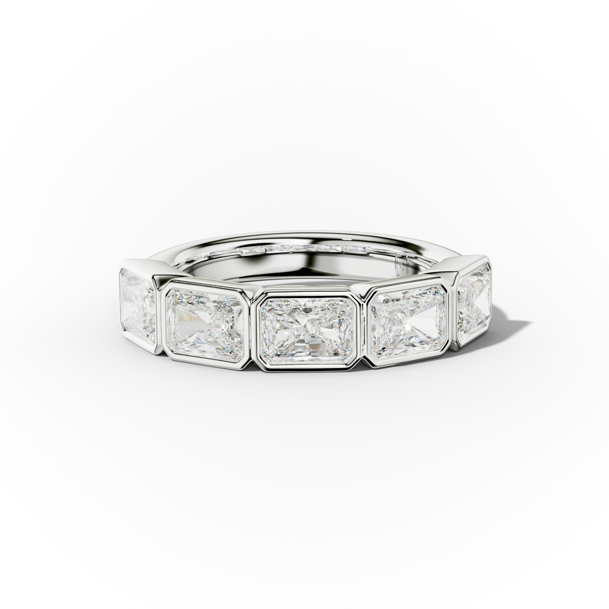 3.0 Carat East West Radiant Cut Bezel Set Diamond Anniversary Band
