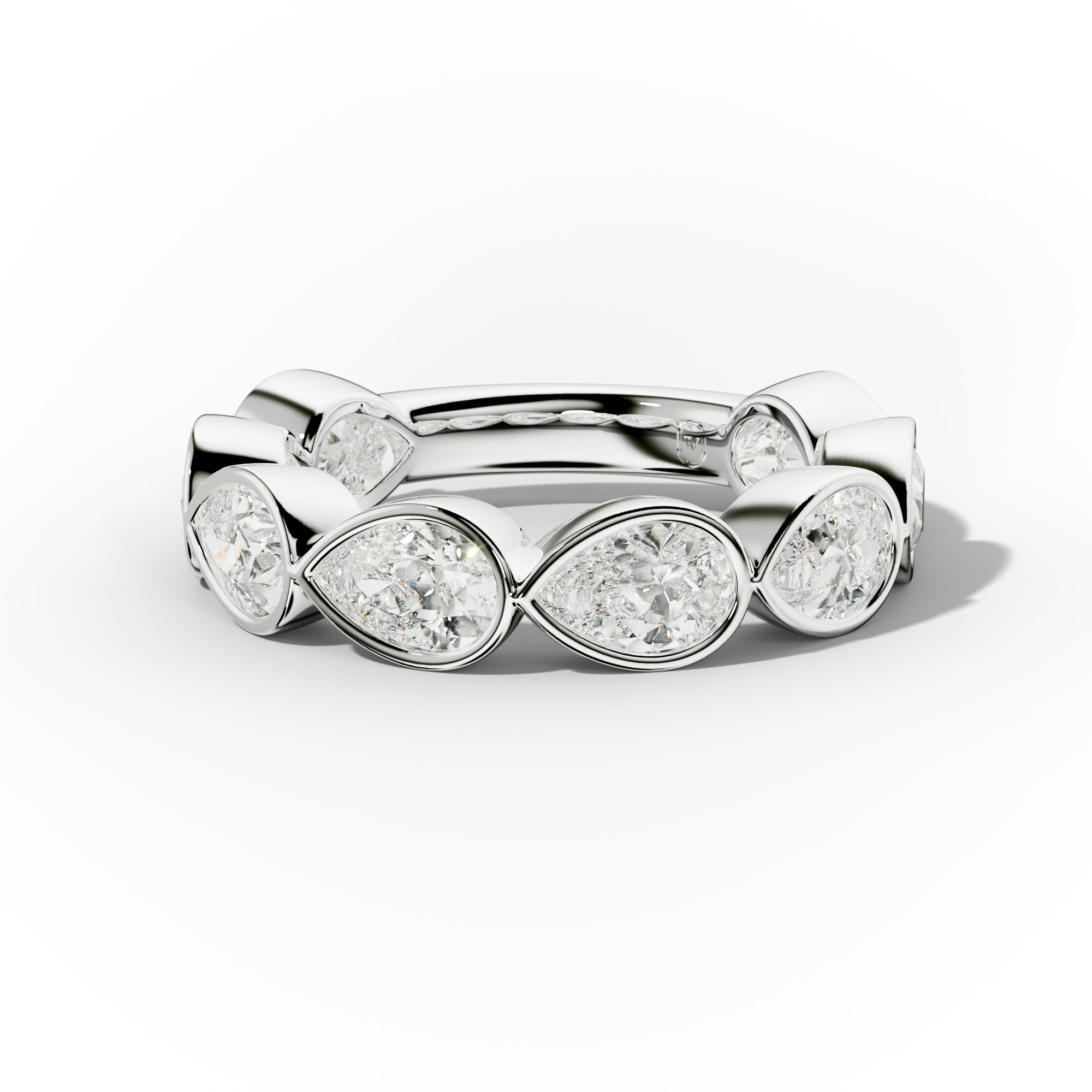 3.0 Carat East West Pear Shape Bezel Set Diamond Anniversary Band