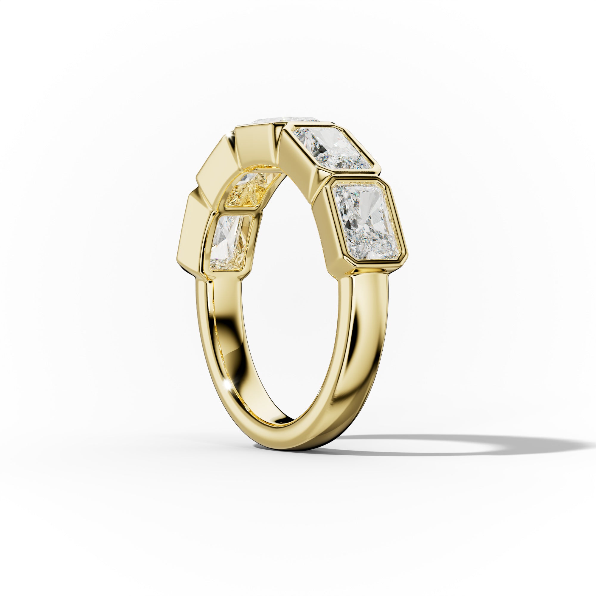 3.0 Carat East West Radiant Cut Bezel Set Diamond Anniversary Band