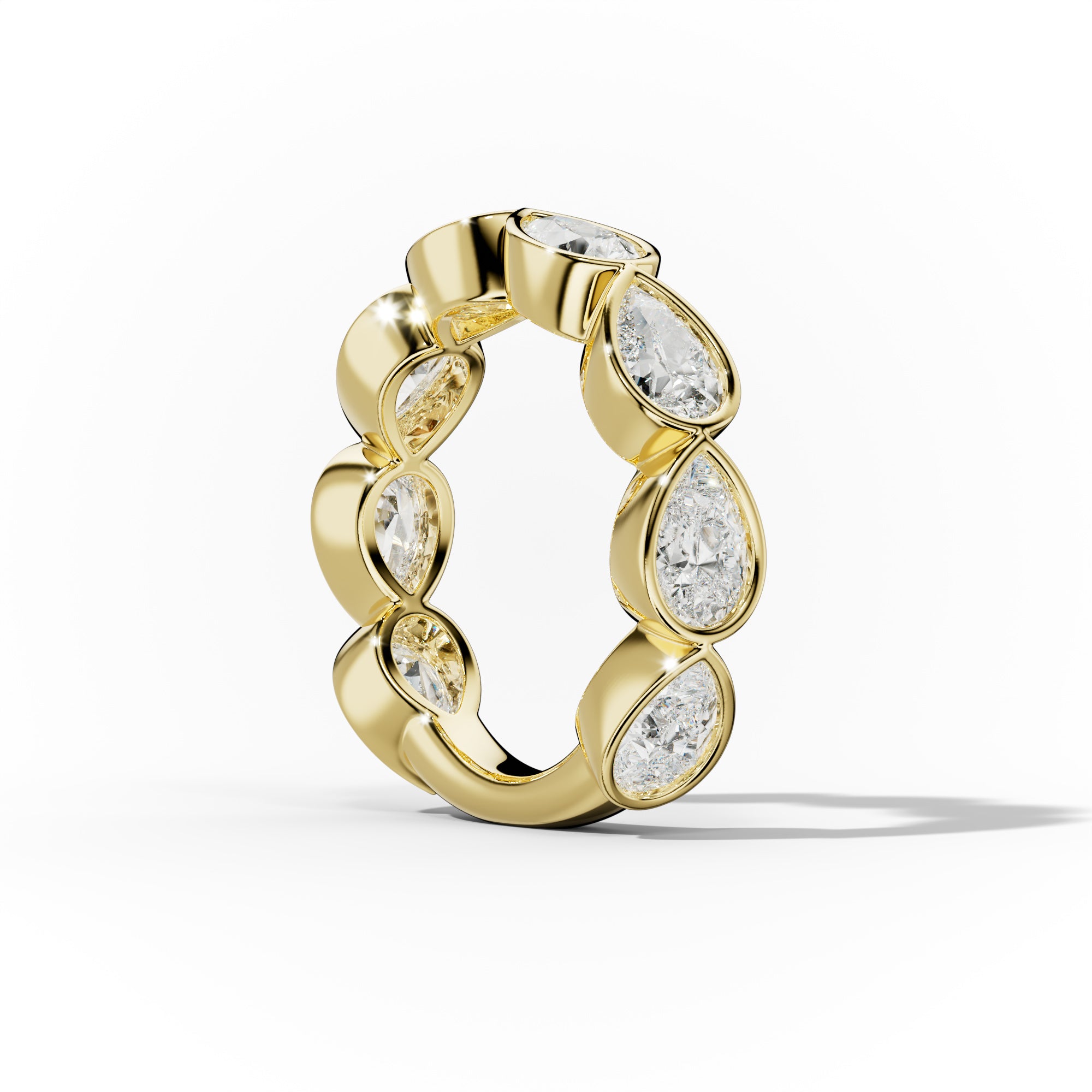3.0 Carat East West Pear Shape Bezel Set Diamond Anniversary Band