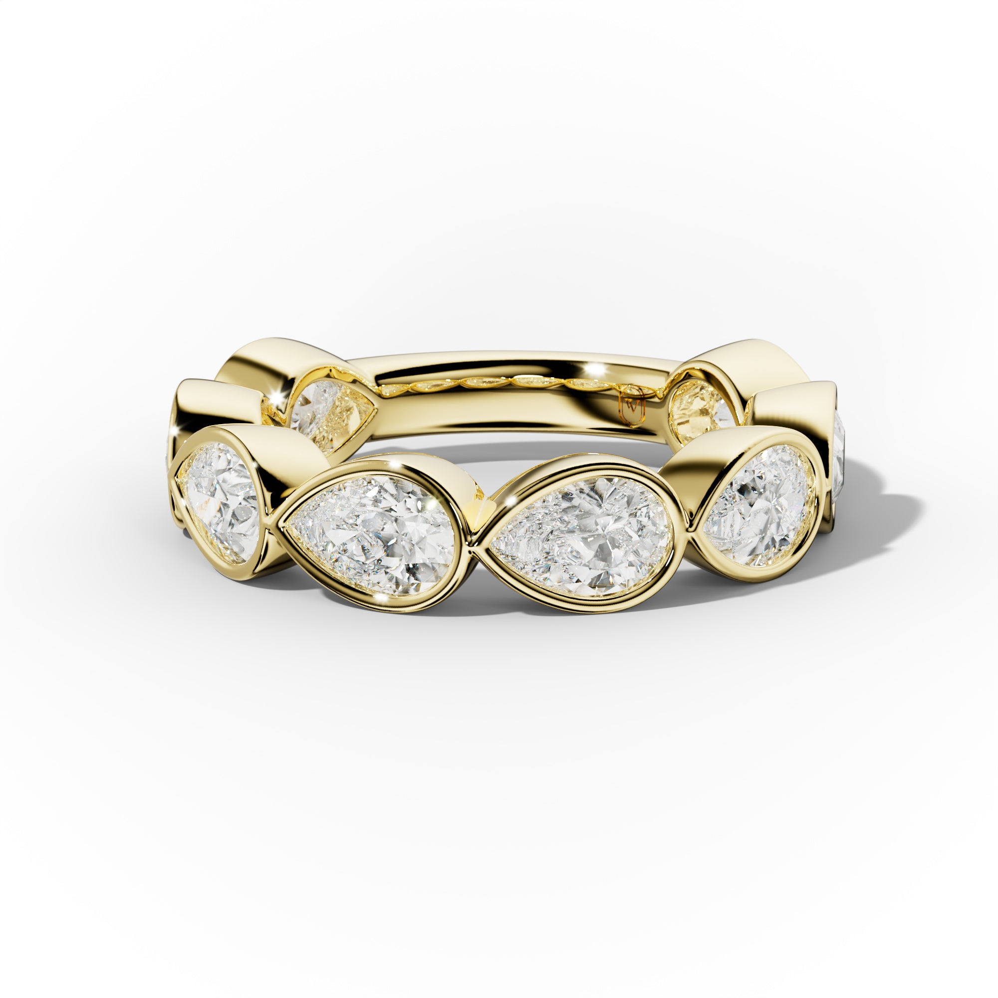 3.0 Carat East West Pear Shape Bezel Set Diamond Anniversary Band