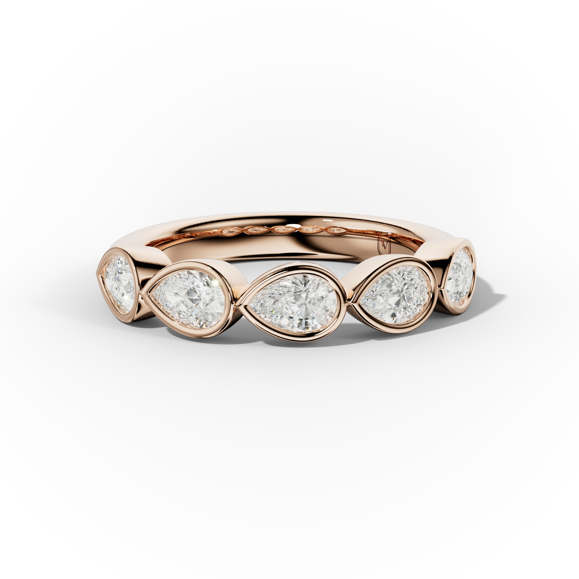 1.0 Carat East West Pear Bezel Set Diamond Anniversary Band