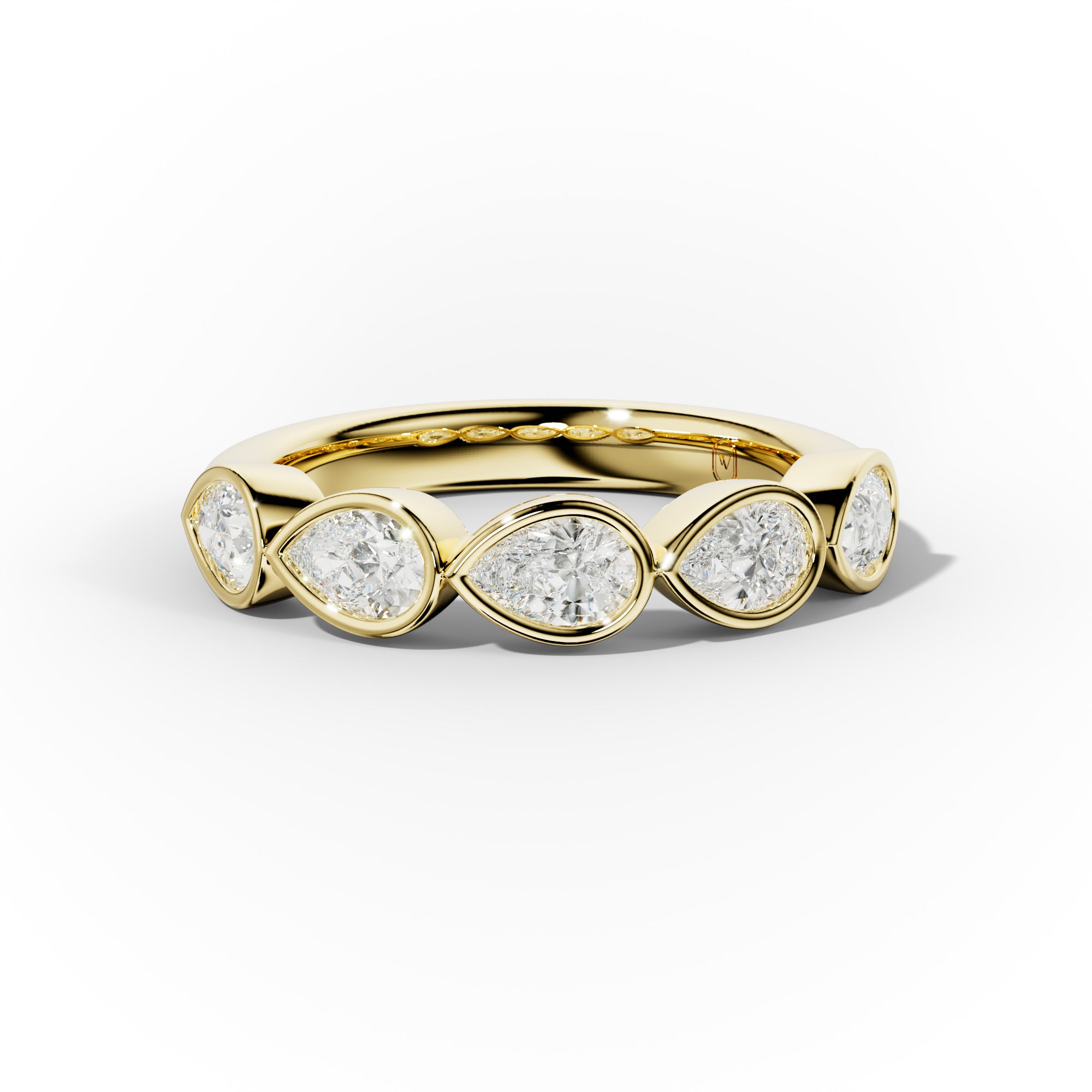 1.0 Carat East West Pear Bezel Set Diamond Anniversary Band