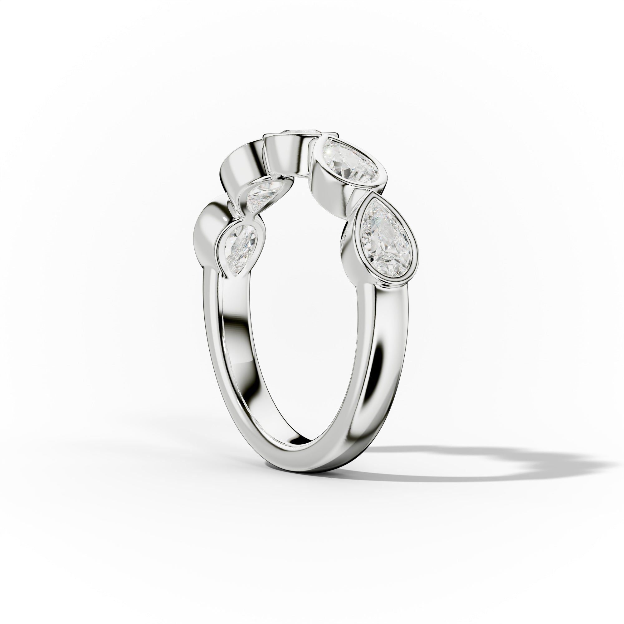 1.0 Carat East West Pear Bezel Set Diamond Anniversary Band