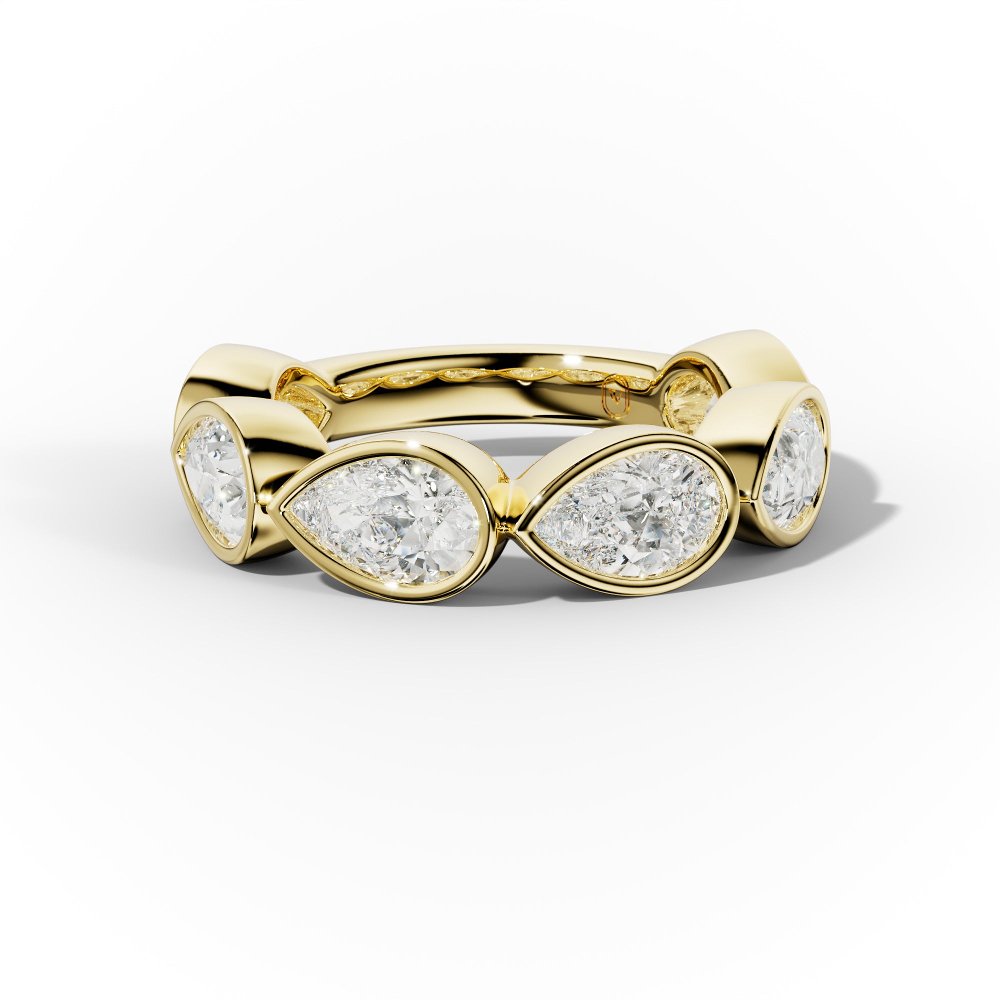 4.0 Carat East West Pear Shape Bezel Set Diamond Anniversary Band