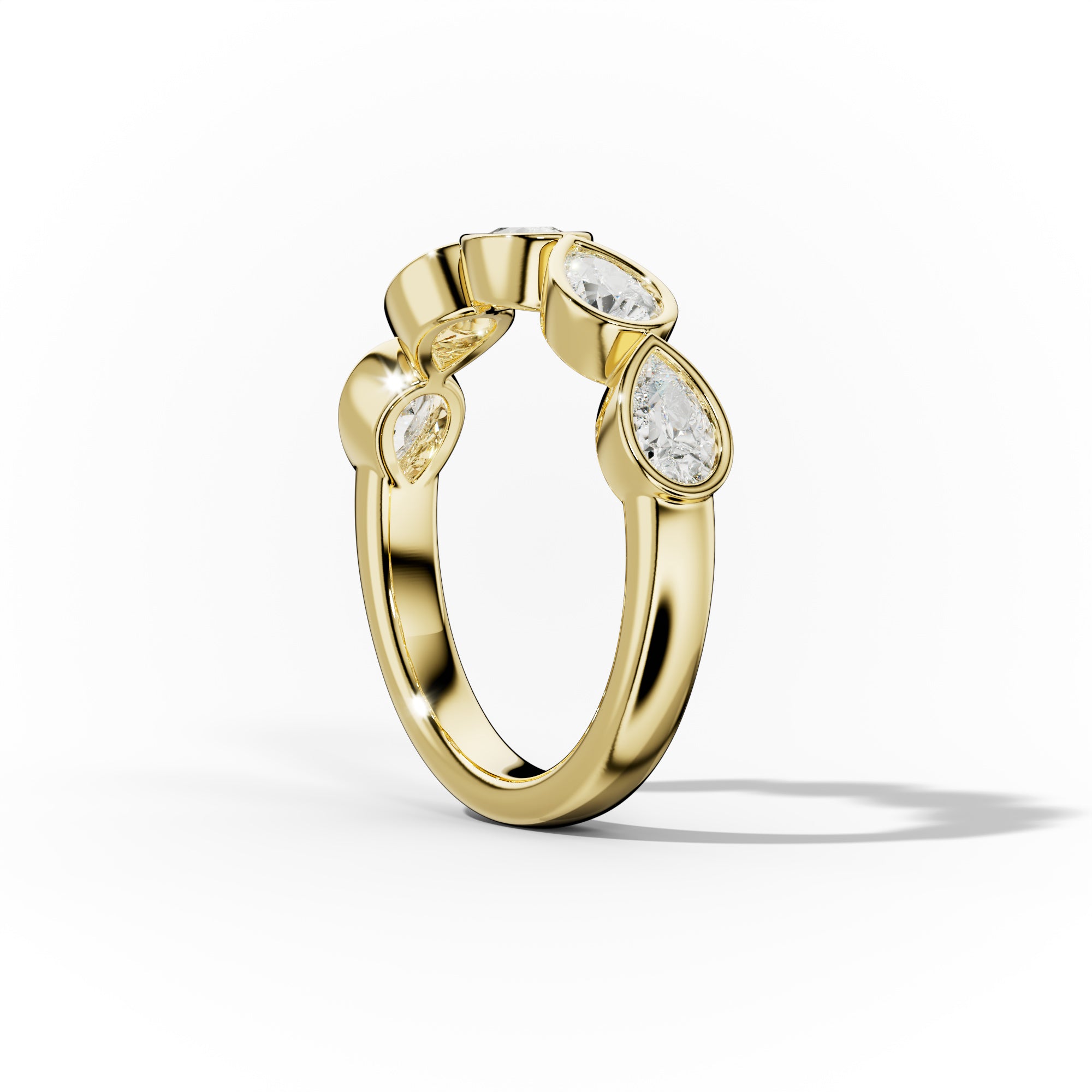 1.0 Carat East West Pear Bezel Set Diamond Anniversary Band