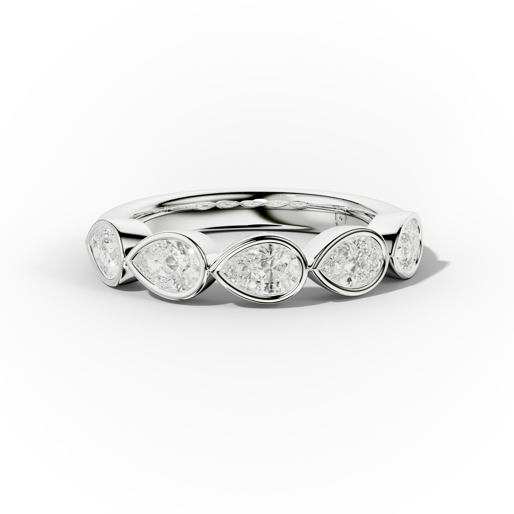 1.0 Carat East West Pear Bezel Set Diamond Anniversary Band