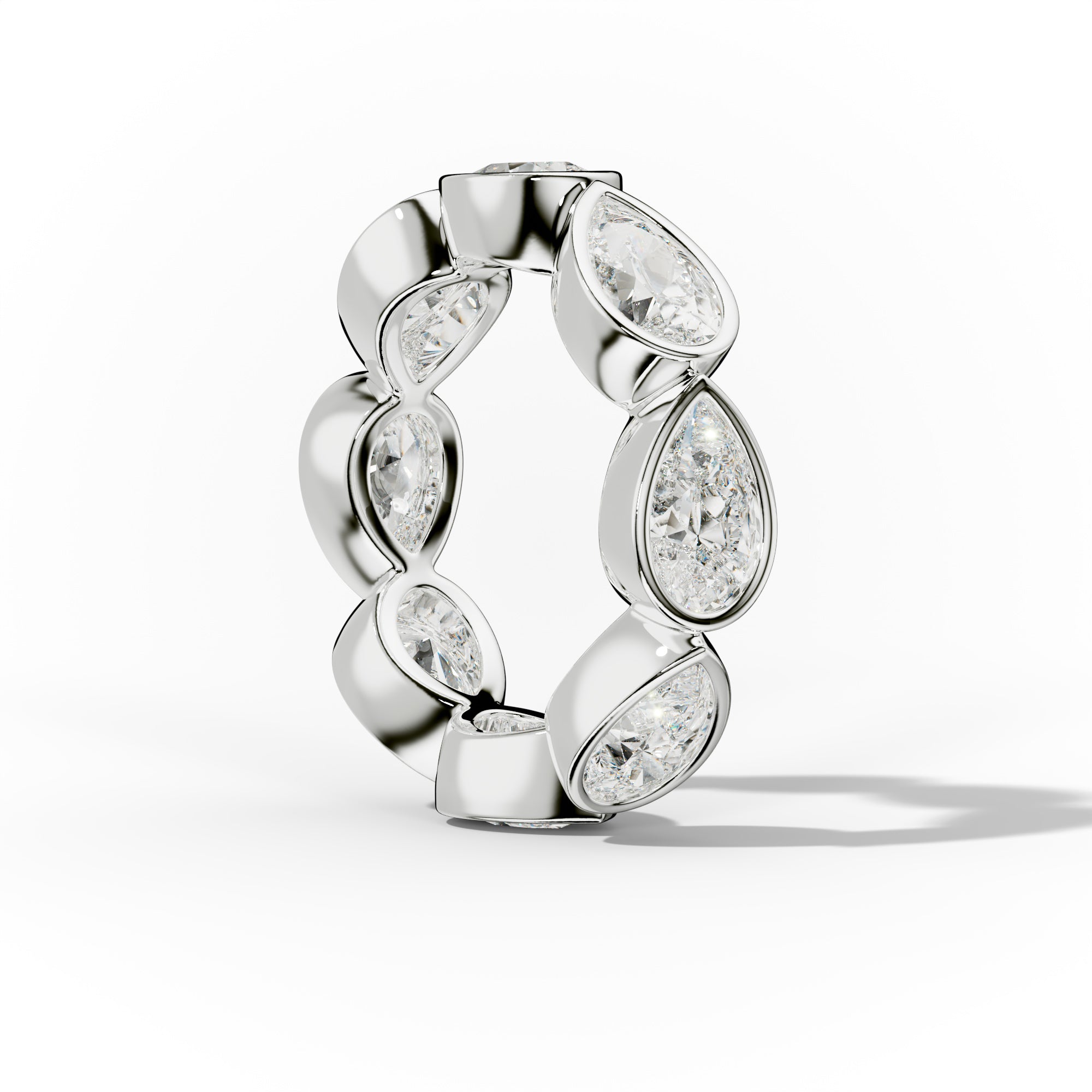 5.0 Carat East West Pear Cut Bezel Set Diamond Eternity Band