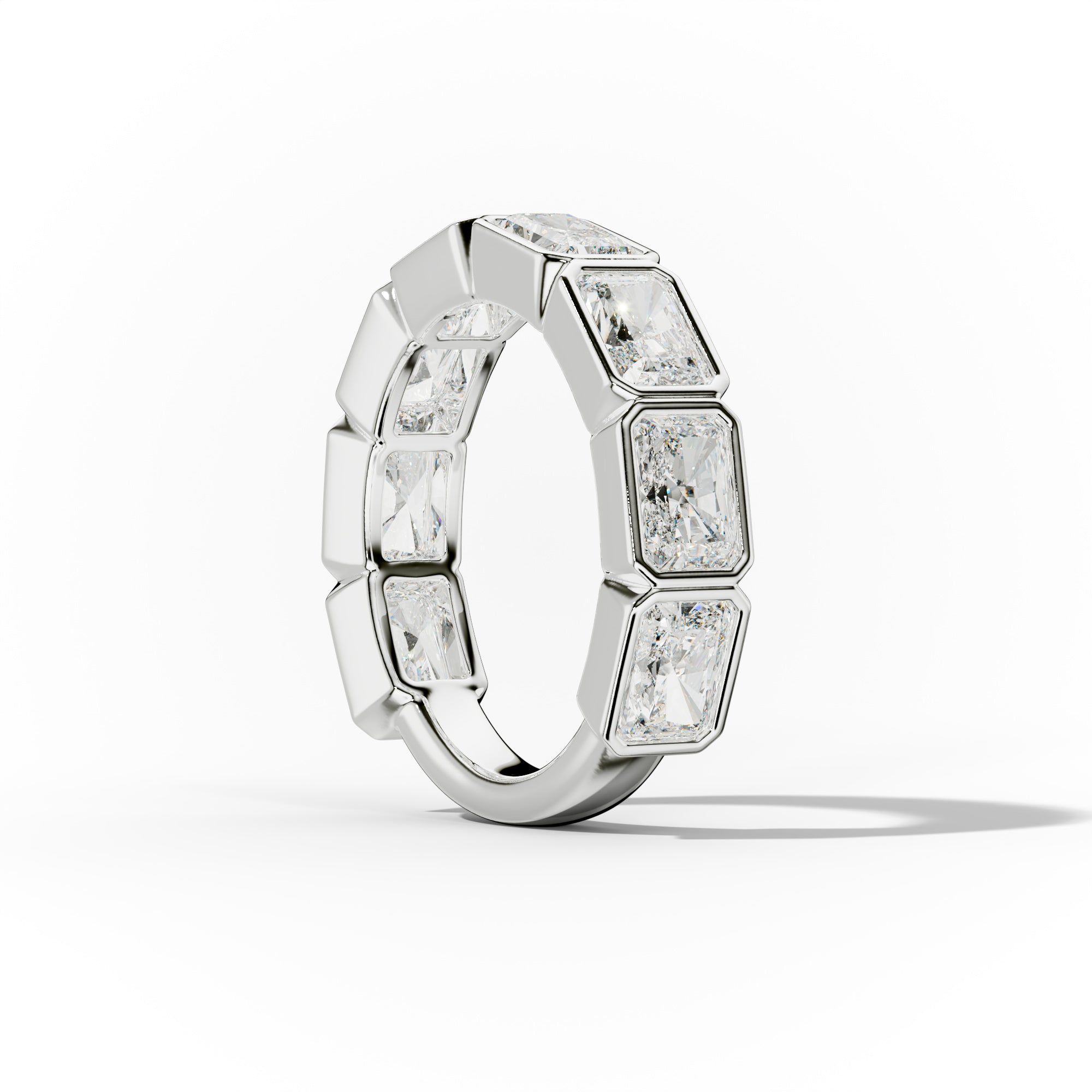 4.0 Carat East West Radiant Bezel Set Diamond Anniversary Band