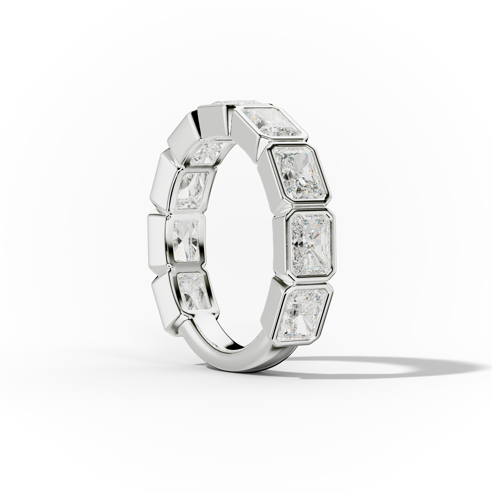 3.0 Carat East West Radiant Cut Bezel Set Diamond Anniversary Band