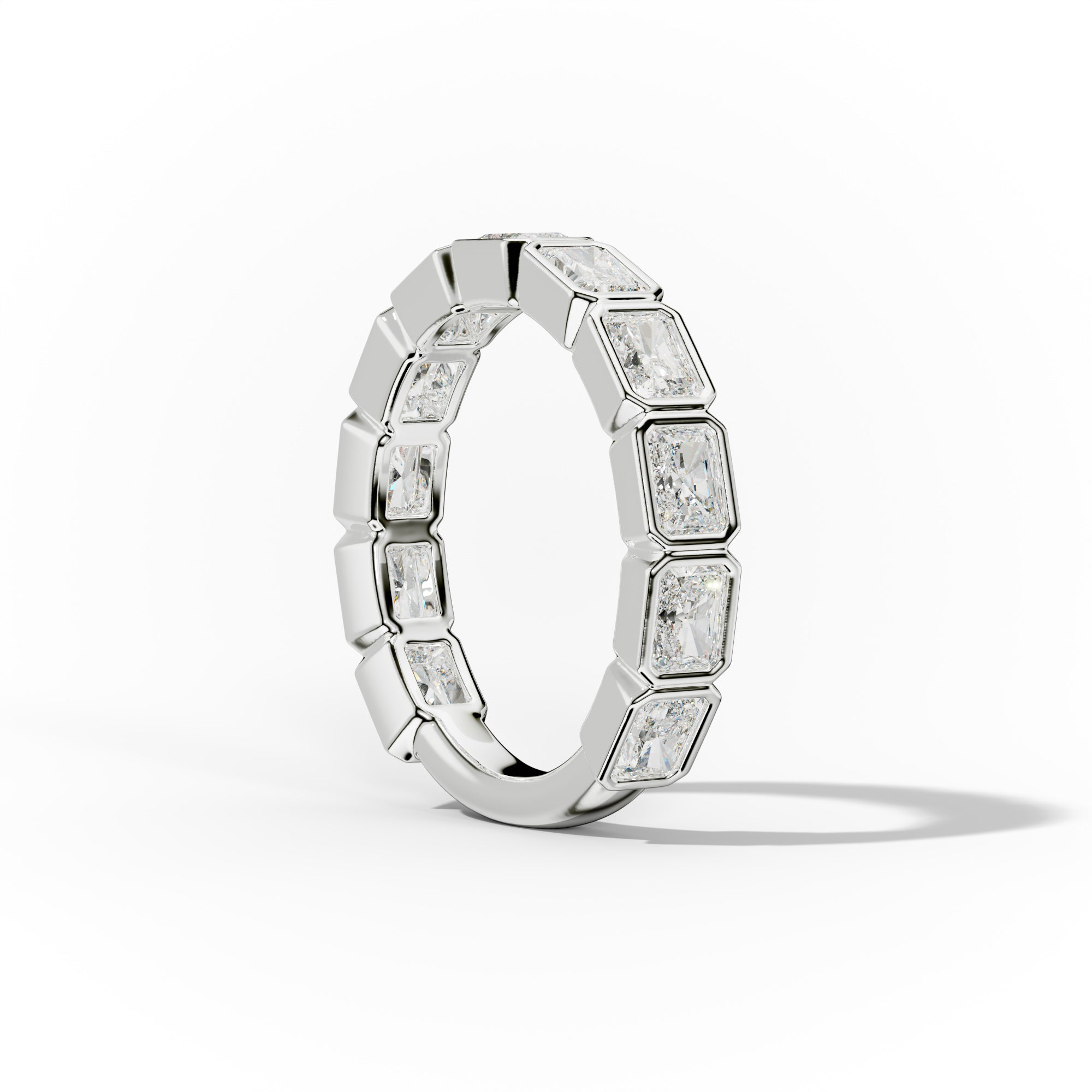 2.0 Carat East West Radiant Cut Bezel Set Diamond Anniversary Band