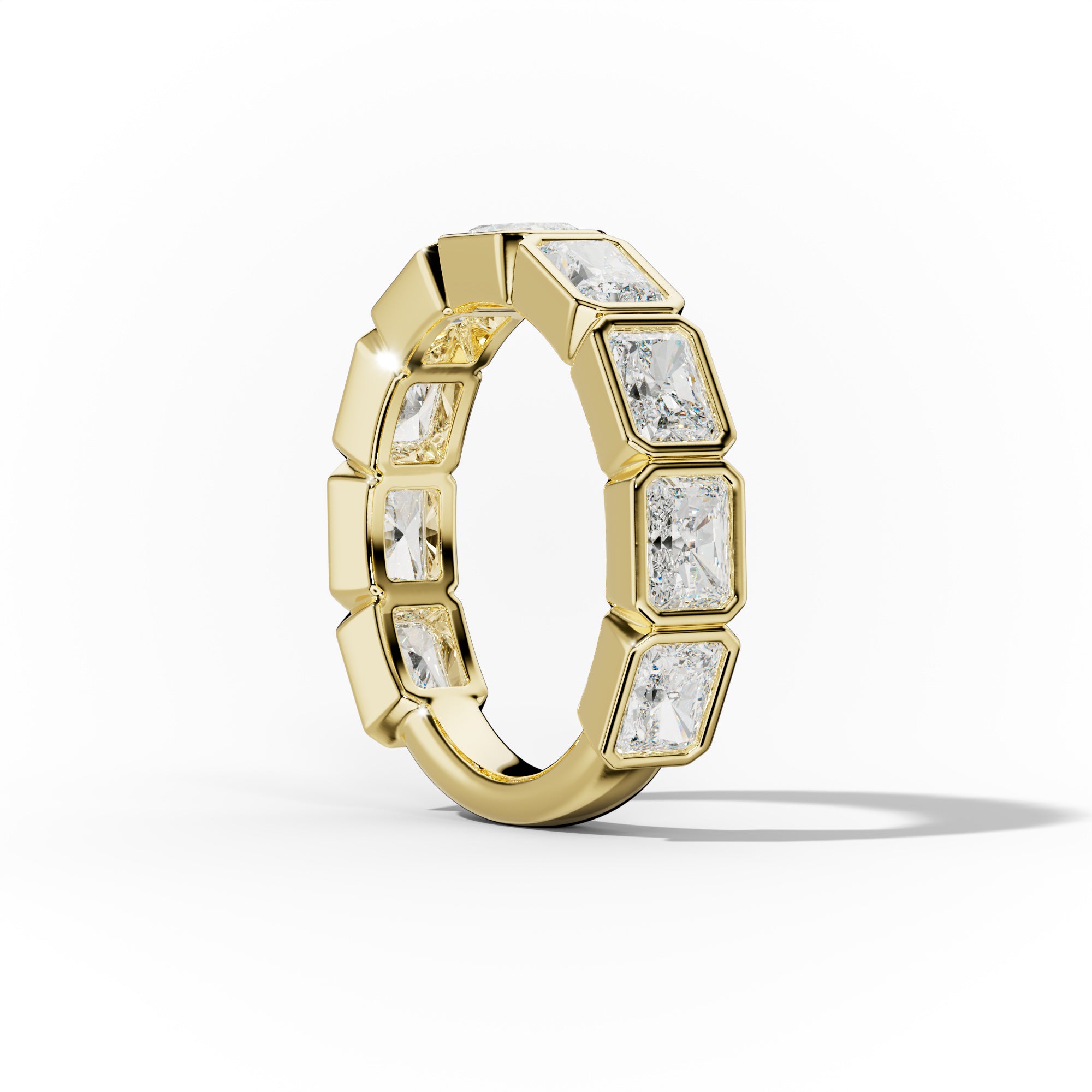 3.0 Carat East West Radiant Cut Bezel Set Diamond Anniversary Band