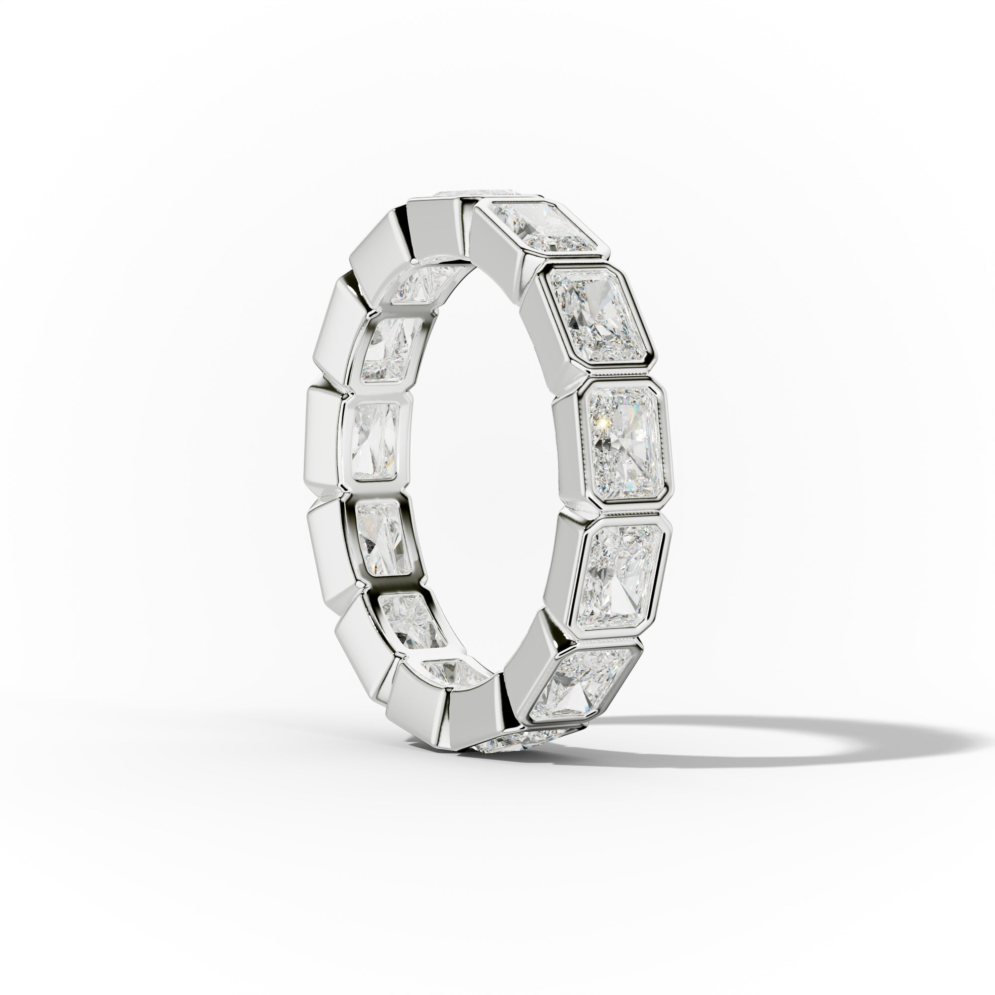 3.0 Carat East West Radiant Cut Bezel Set Diamond Eternity Band