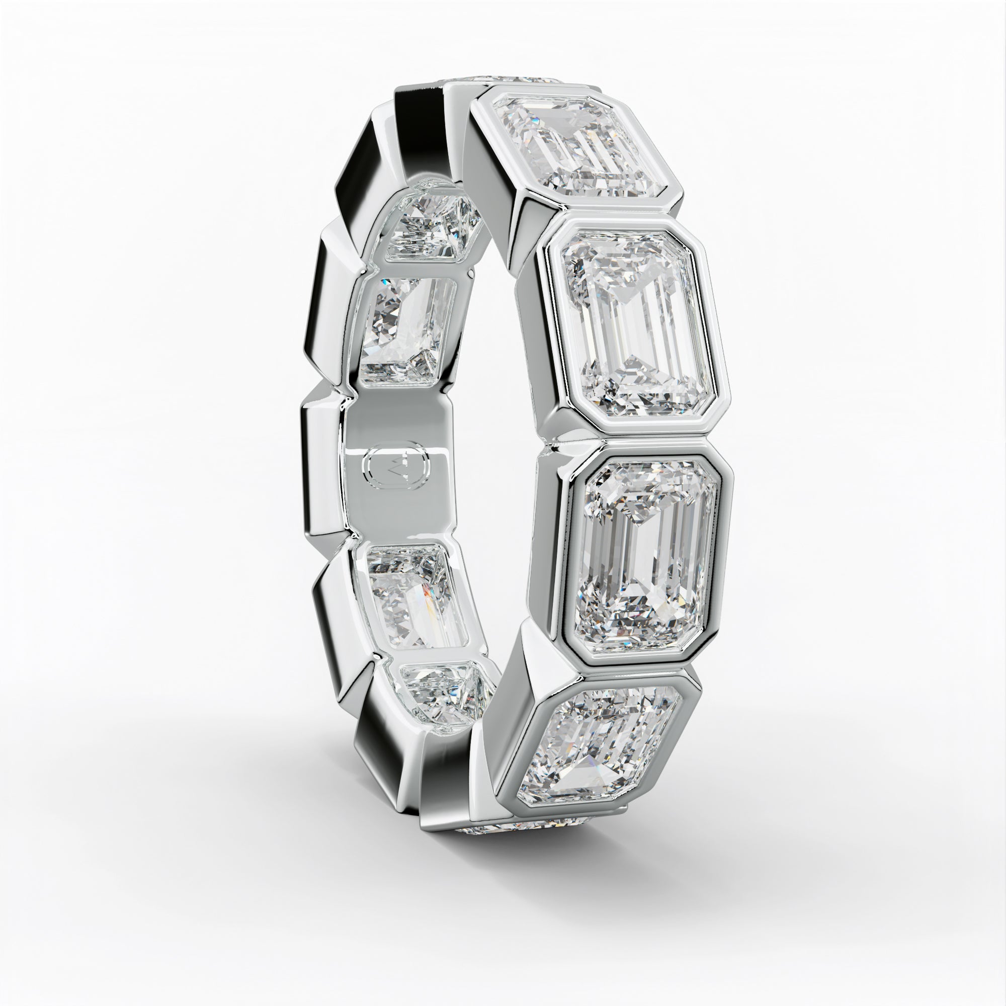 5.0 Carat East West Emerald Cut Bezel Set Diamond Eternity Band