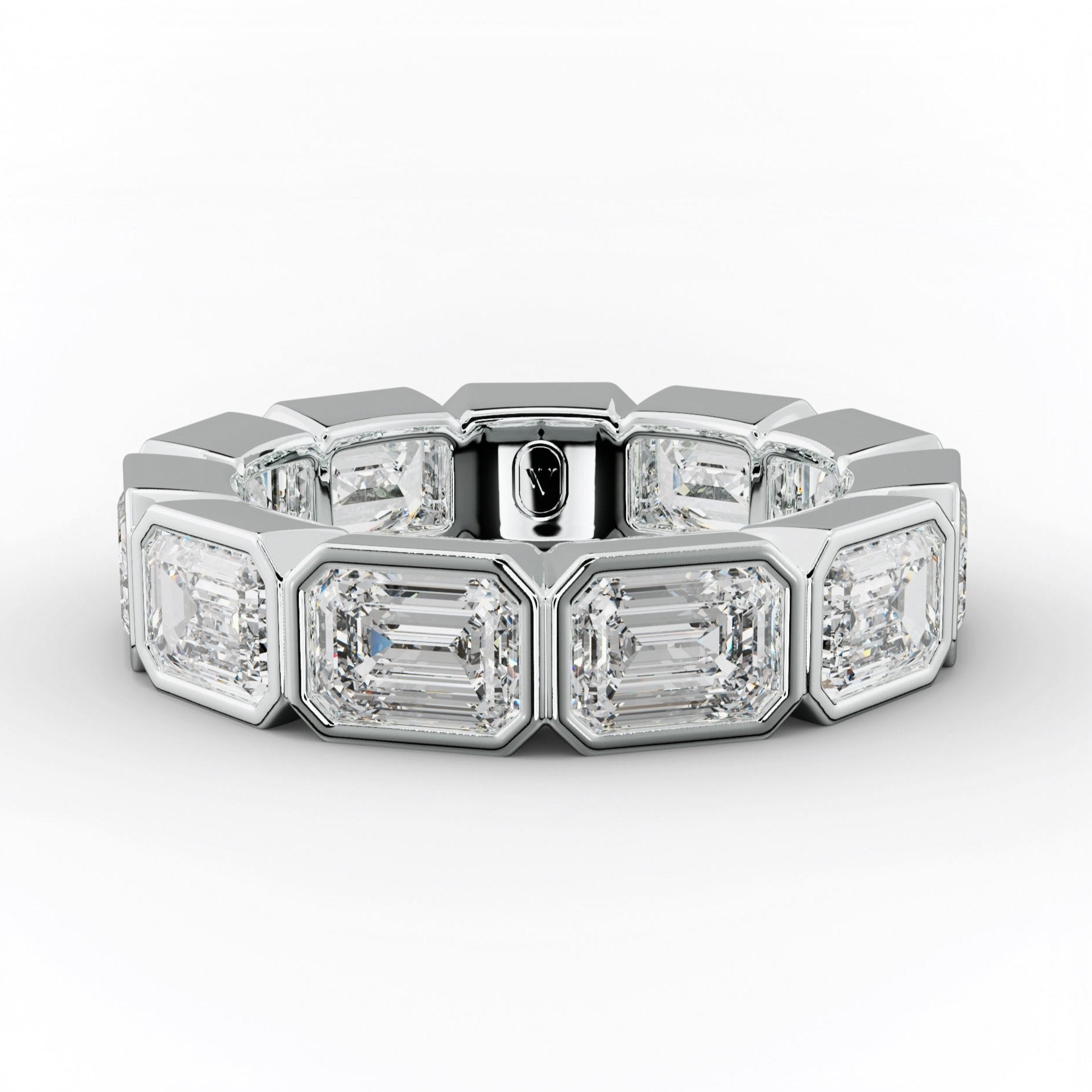 5.0 Carat East West Emerald Cut Bezel Set Diamond Eternity Band