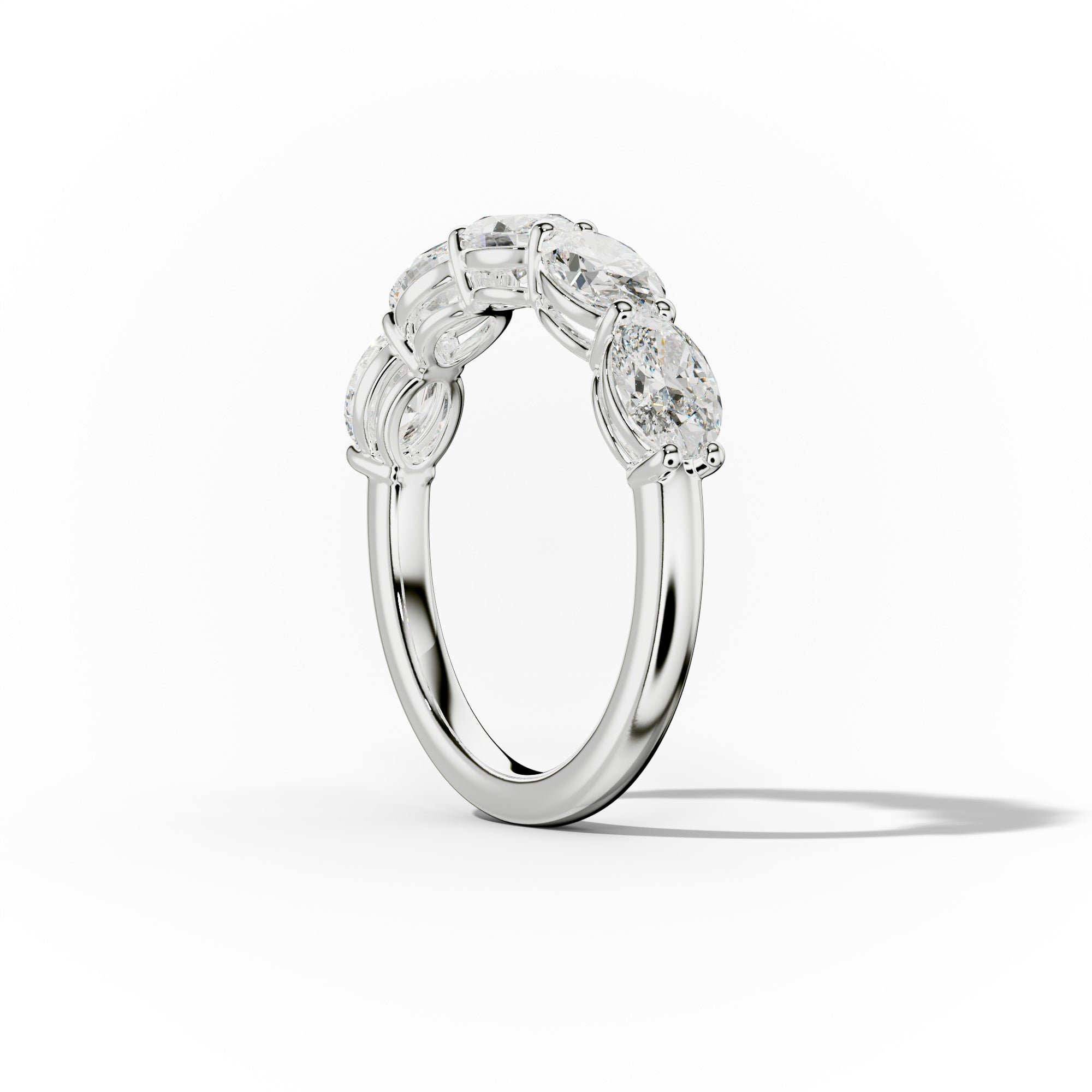2.0 Carat East West Oval Cut 5 Stone Diamond Anniversary Band