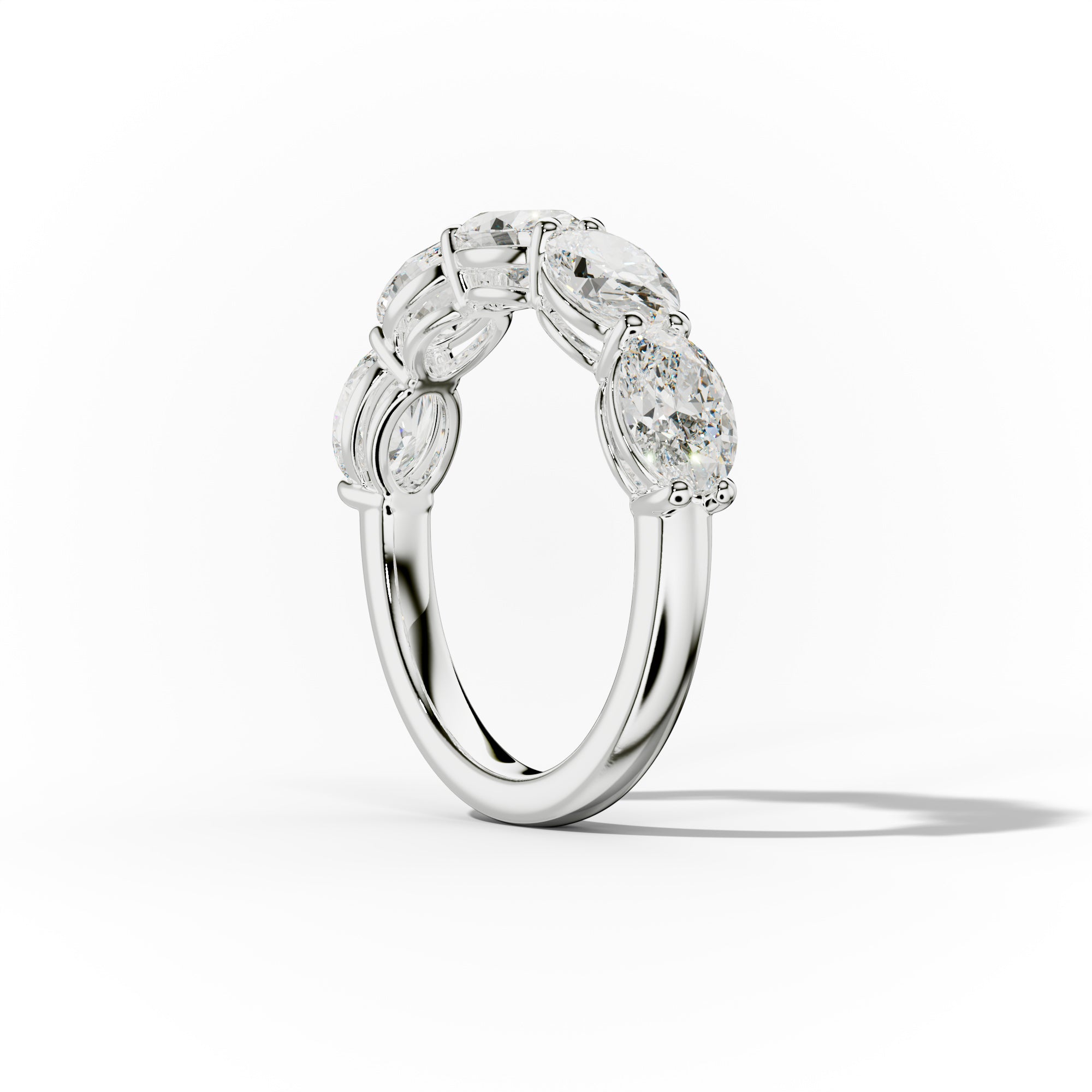 3.0 Carat East West Oval 5 Stone Diamond Anniversary Band