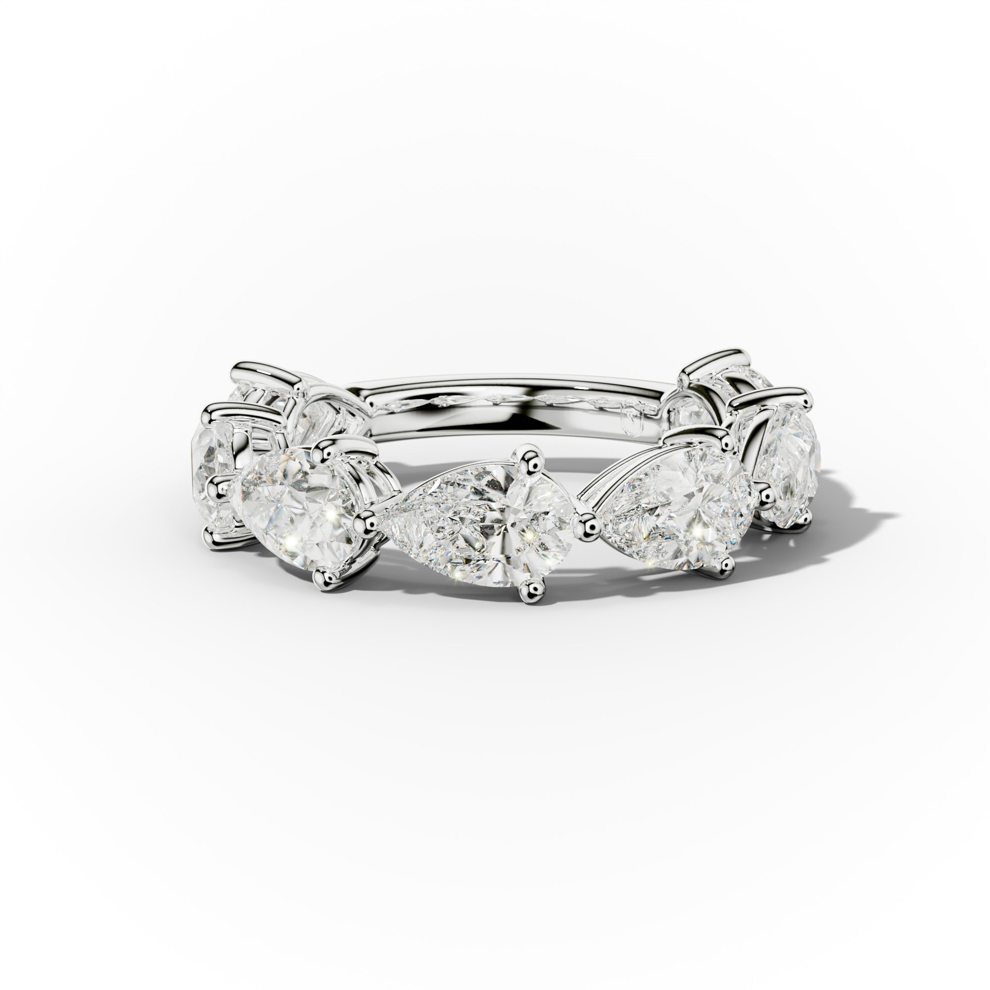 4.0 Carat East West Pear Shape Diamond Anniversary Band