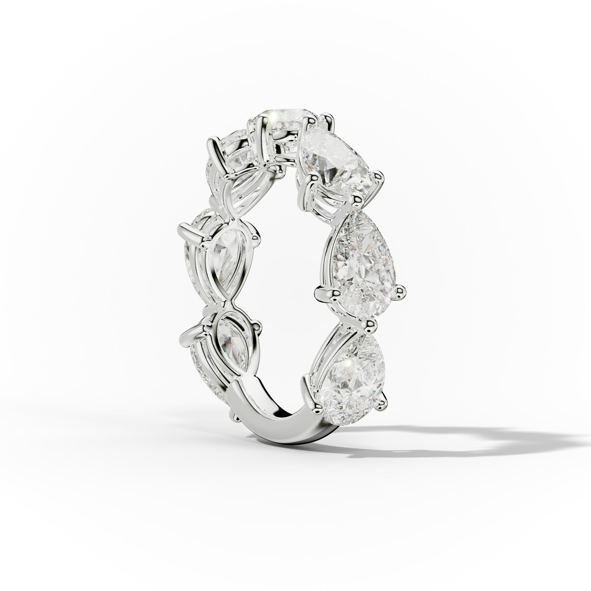 4.0 Carat East West Pear Shape Diamond Anniversary Band