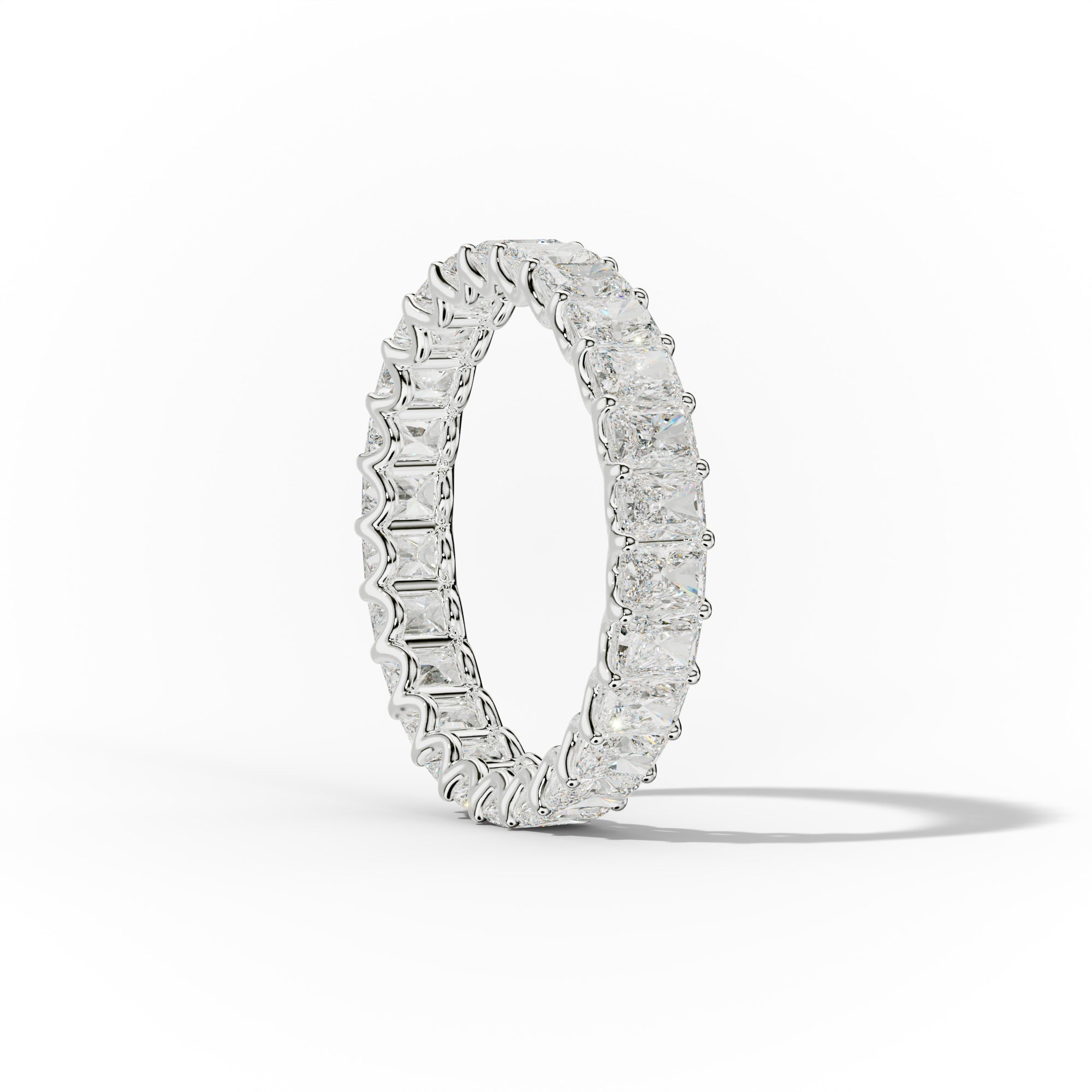 3.0 Carat Radiant Cut Diamond Eternity Band Shared Prong