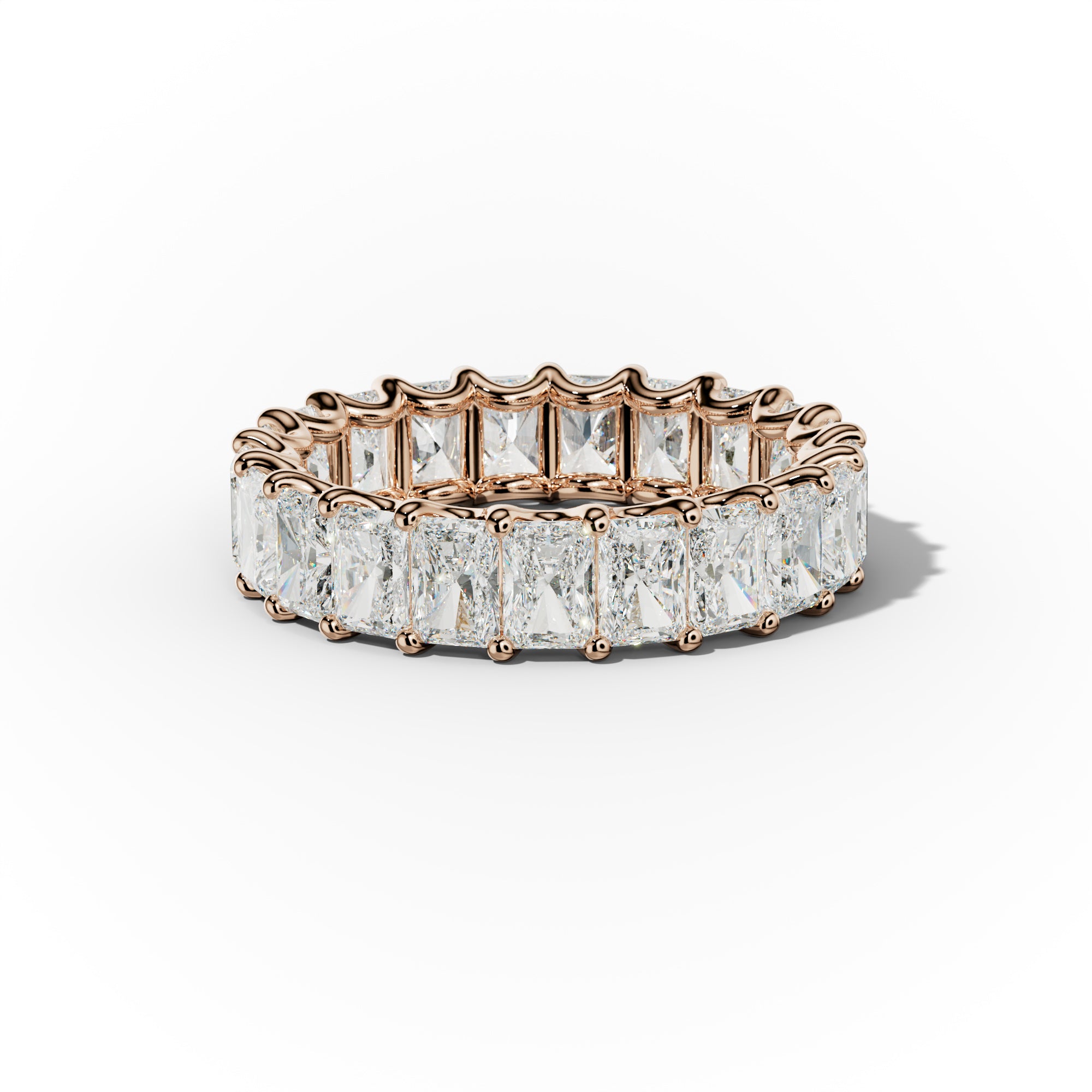 5.0 Carat Radiant Cut Diamond Eternity Band Shared Prong