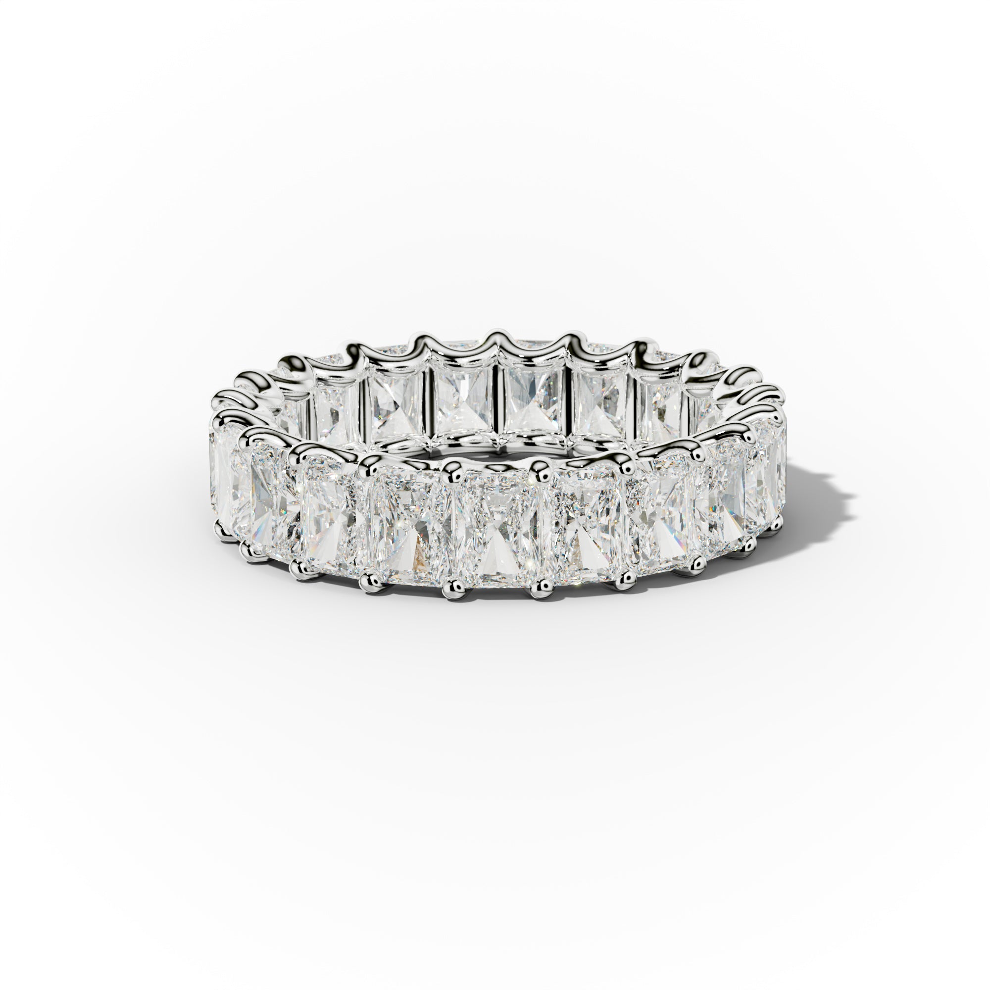5.0 Carat Radiant Cut Diamond Eternity Band Shared Prong