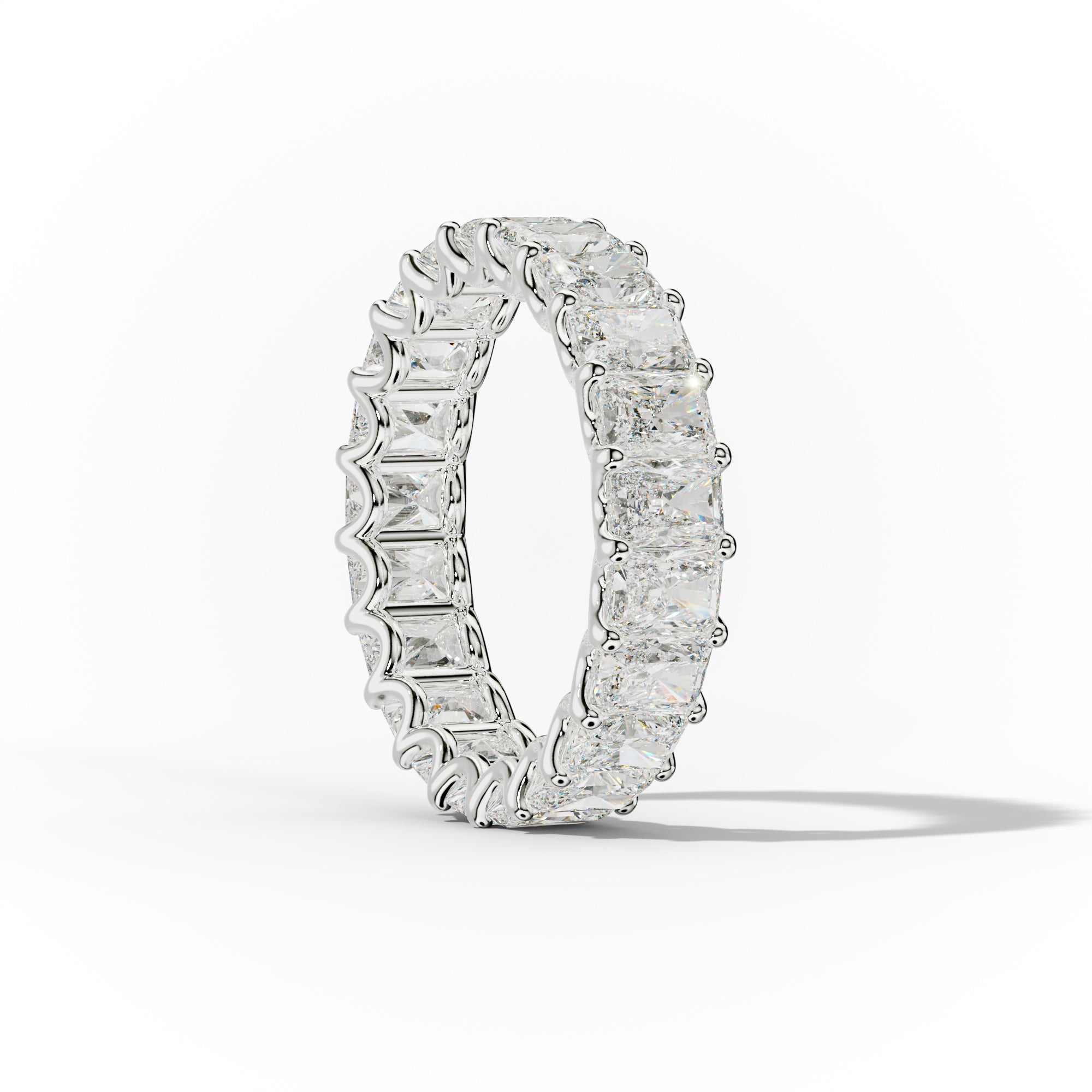 5.0 Carat Radiant Cut Diamond Eternity Band Shared Prong
