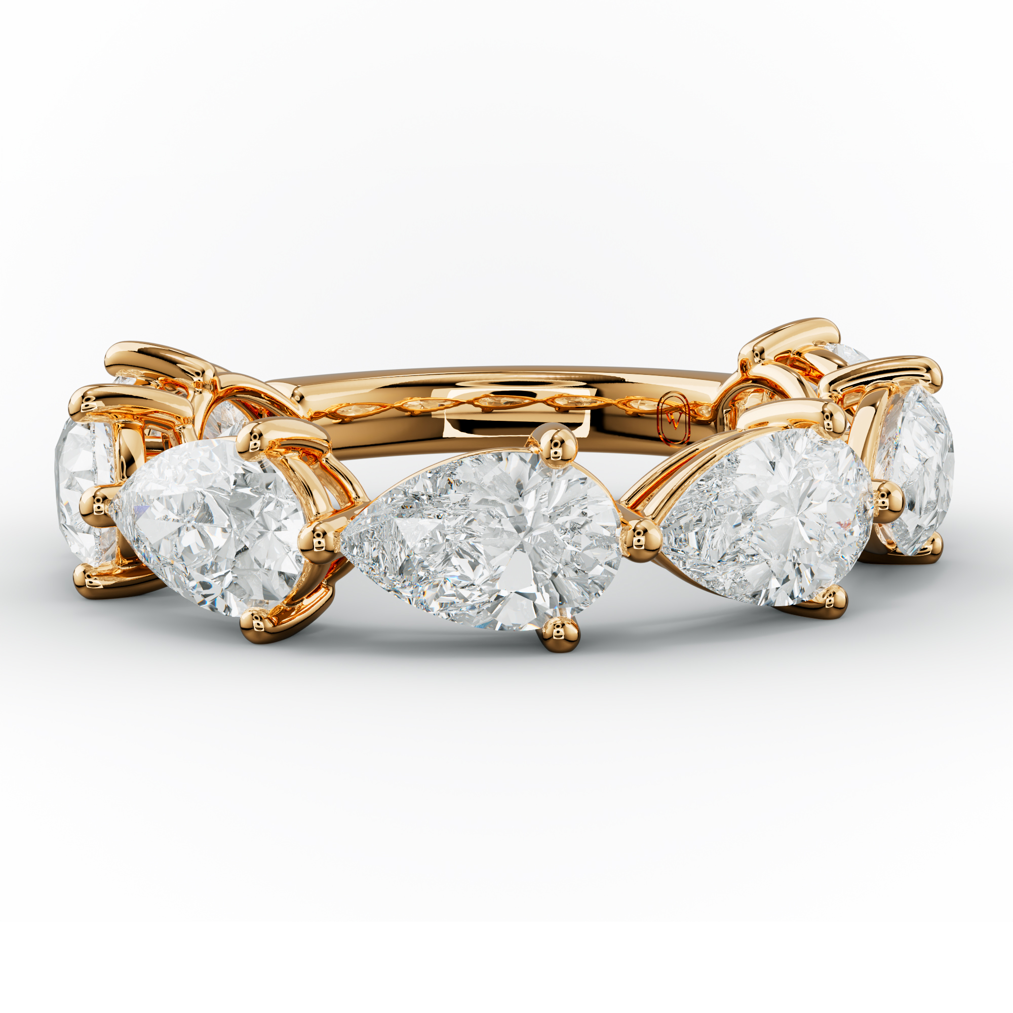 4.0 Carat East West Pear Shape Diamond Anniversary Band