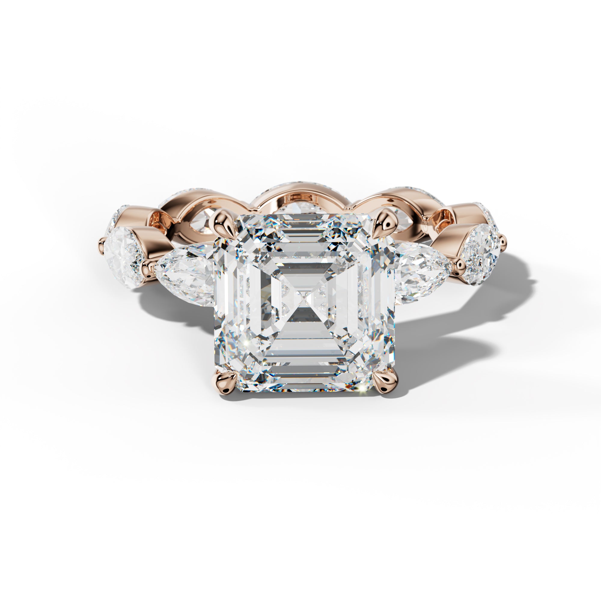 Maria Asscher Diamond Engagement Ring With East West Marquise Side Stones