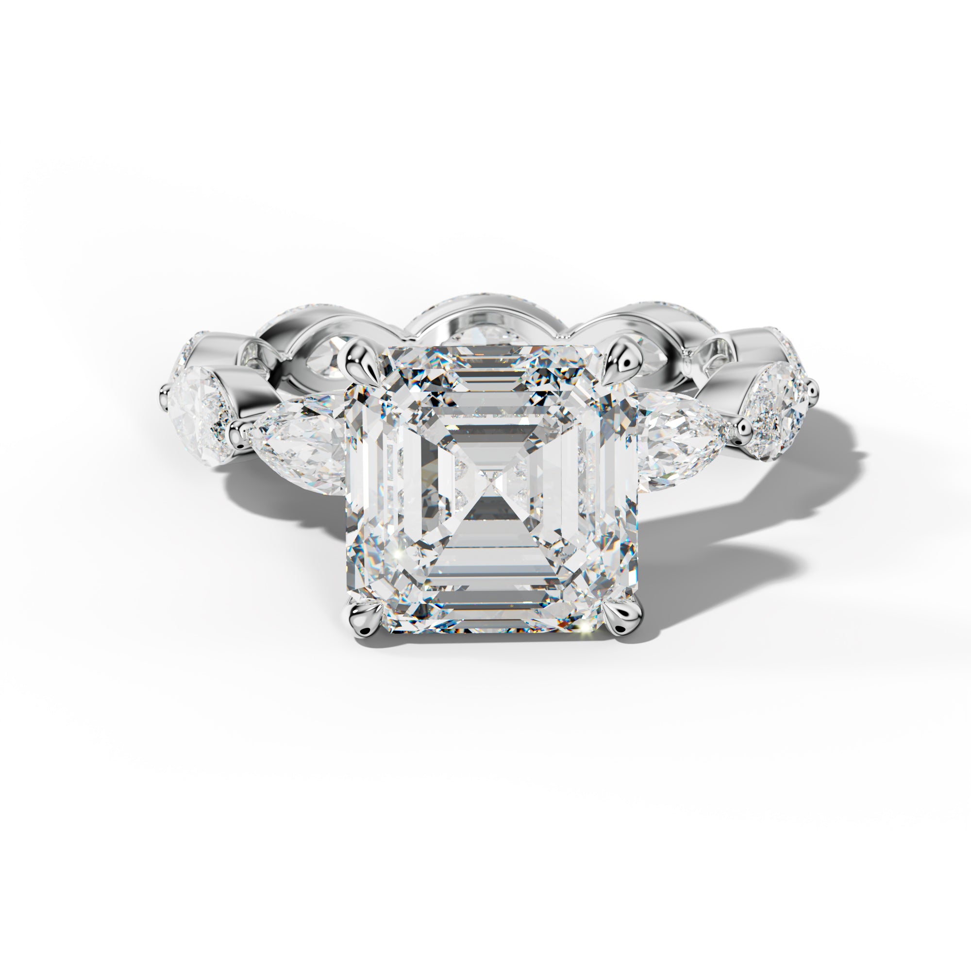 Maria Asscher Diamond Engagement Ring With East West Marquise Side Stones