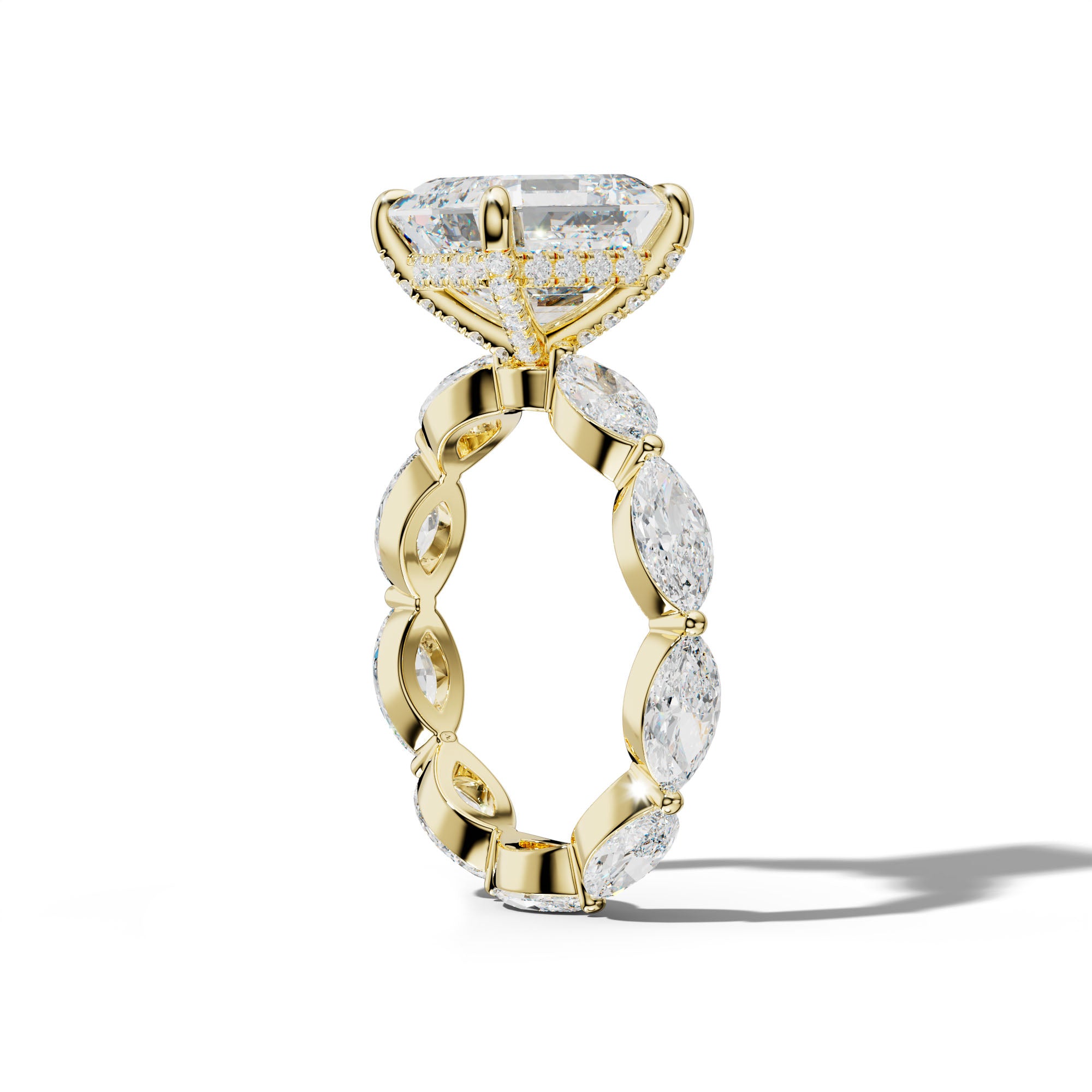 Maria Asscher Diamond Engagement Ring With East West Marquise Side Stones