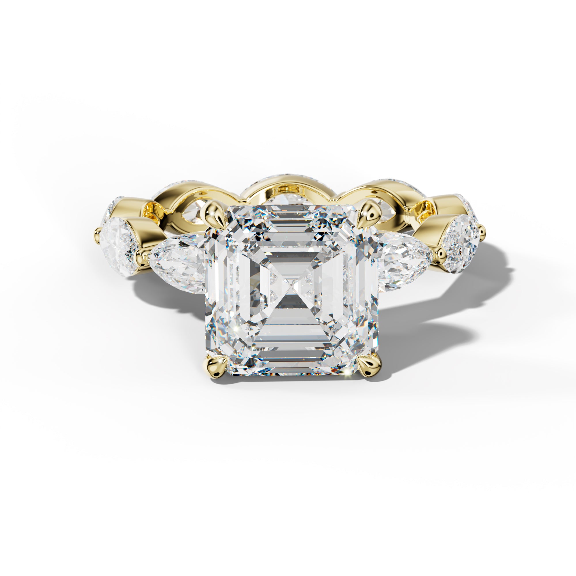Maria Asscher Diamond Engagement Ring With East West Marquise Side Stones