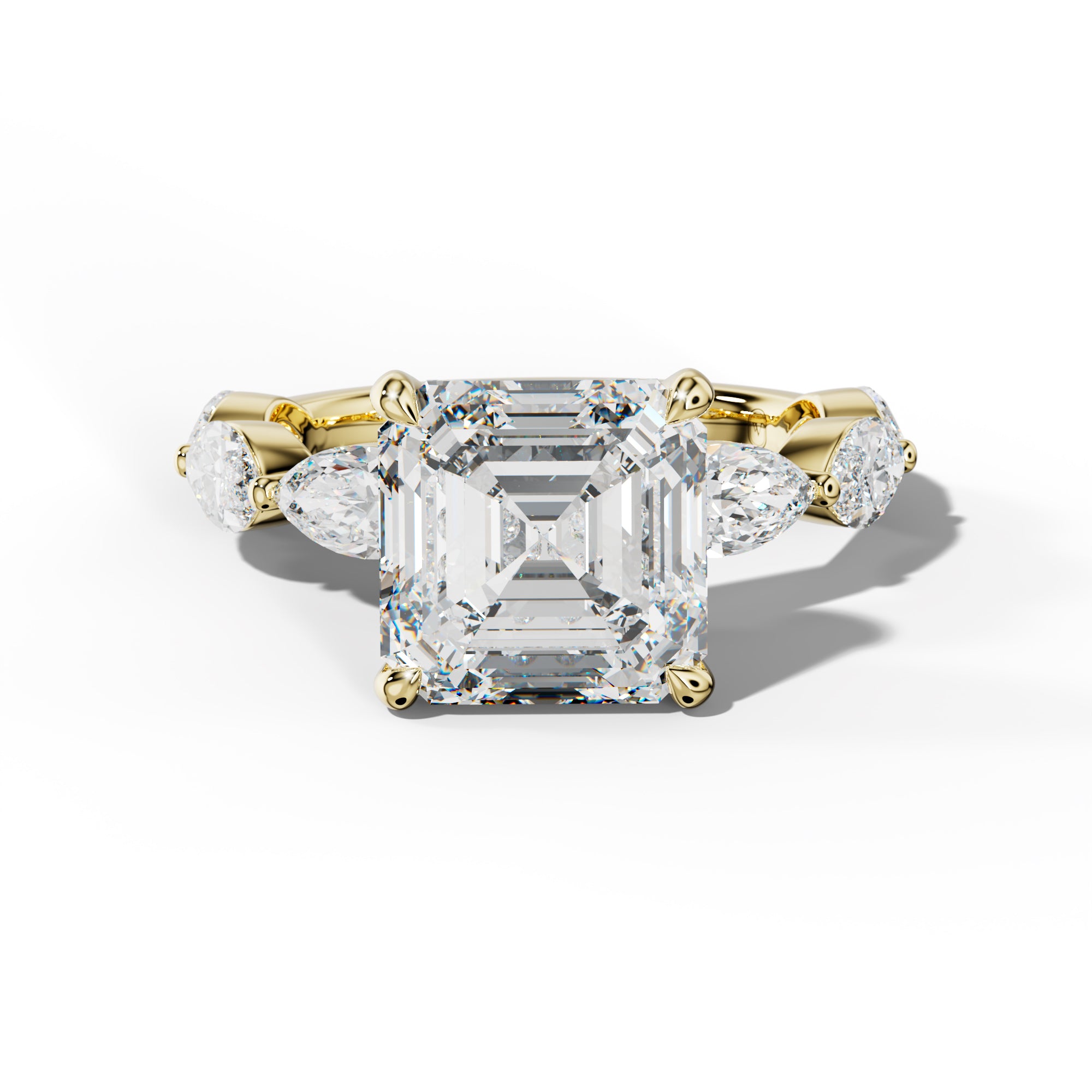 Diana Asscher Diamond Engagement Ring With East West Marquise Side Stones