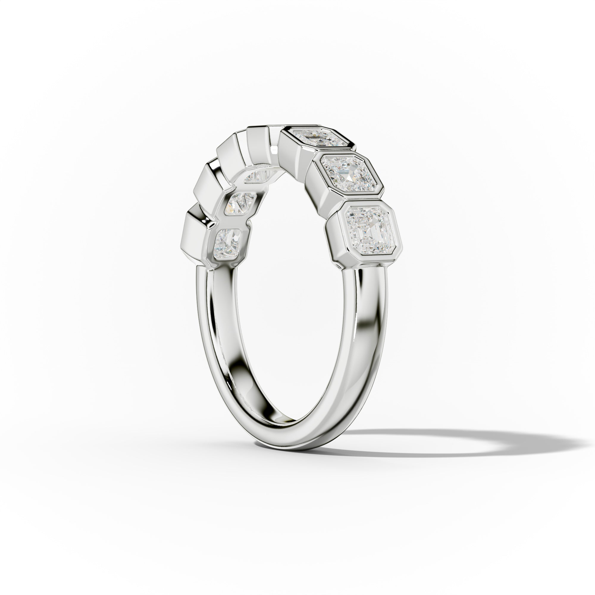 1.0 Carat Bezel Set Asscher Cut Diamond Anniversary Band