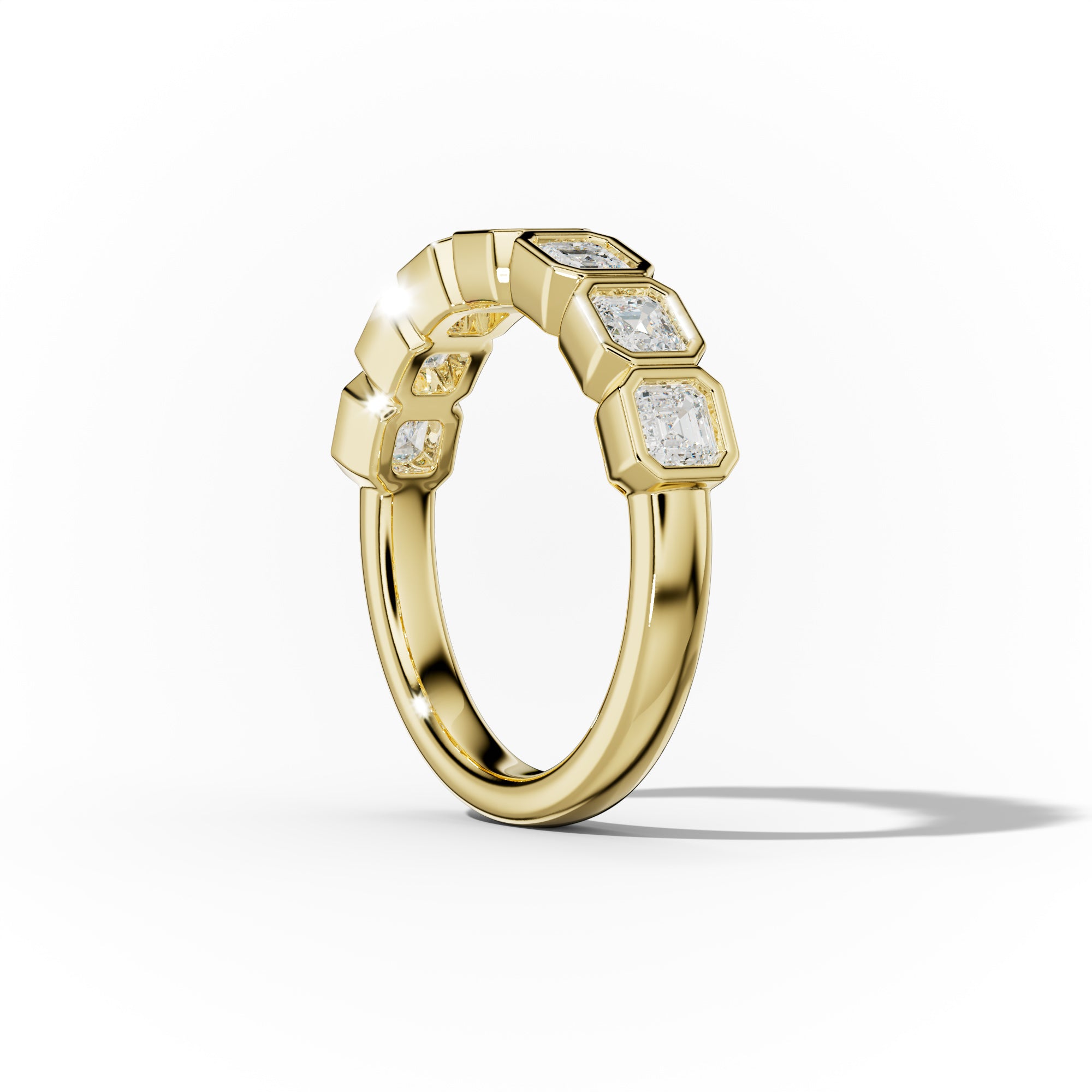 1.0 Carat Bezel Set Asscher Cut Diamond Anniversary Band