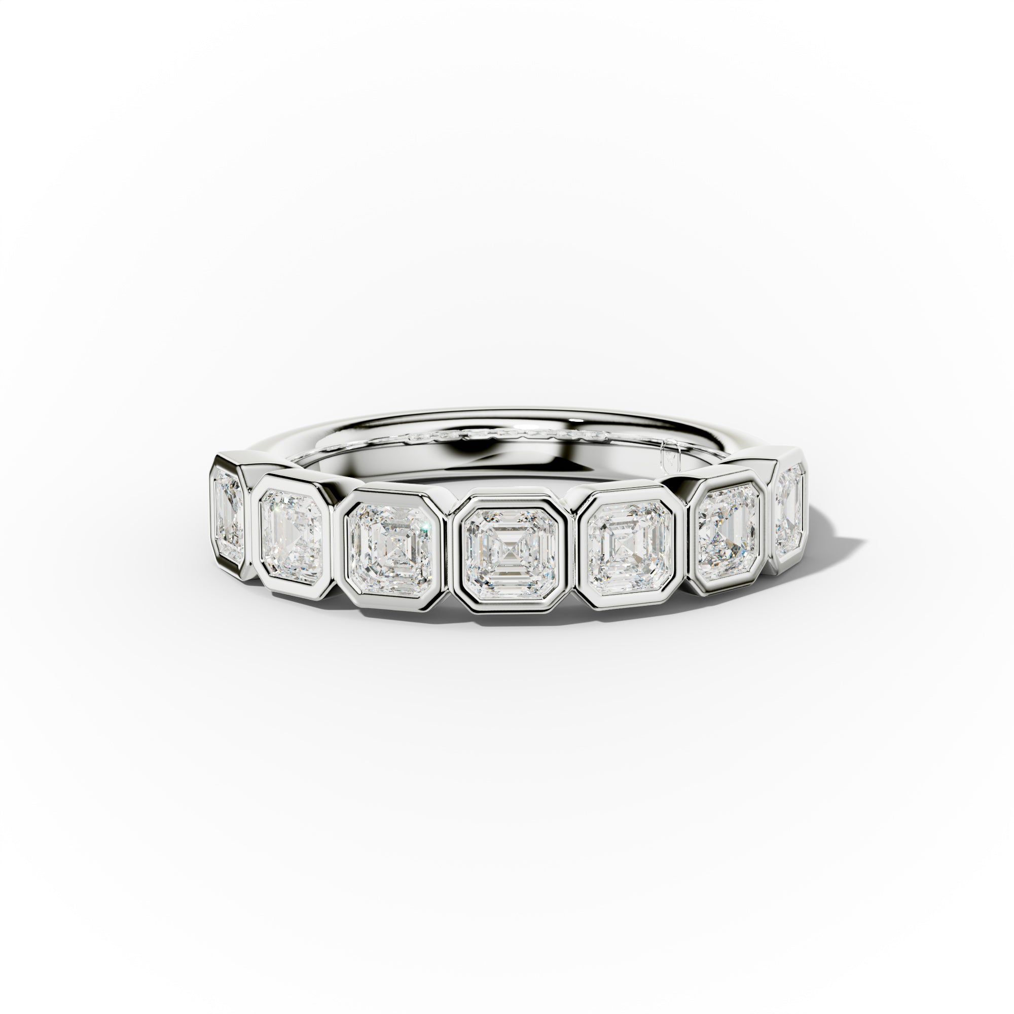 1.0 Carat Bezel Set Asscher Cut Diamond Anniversary Band