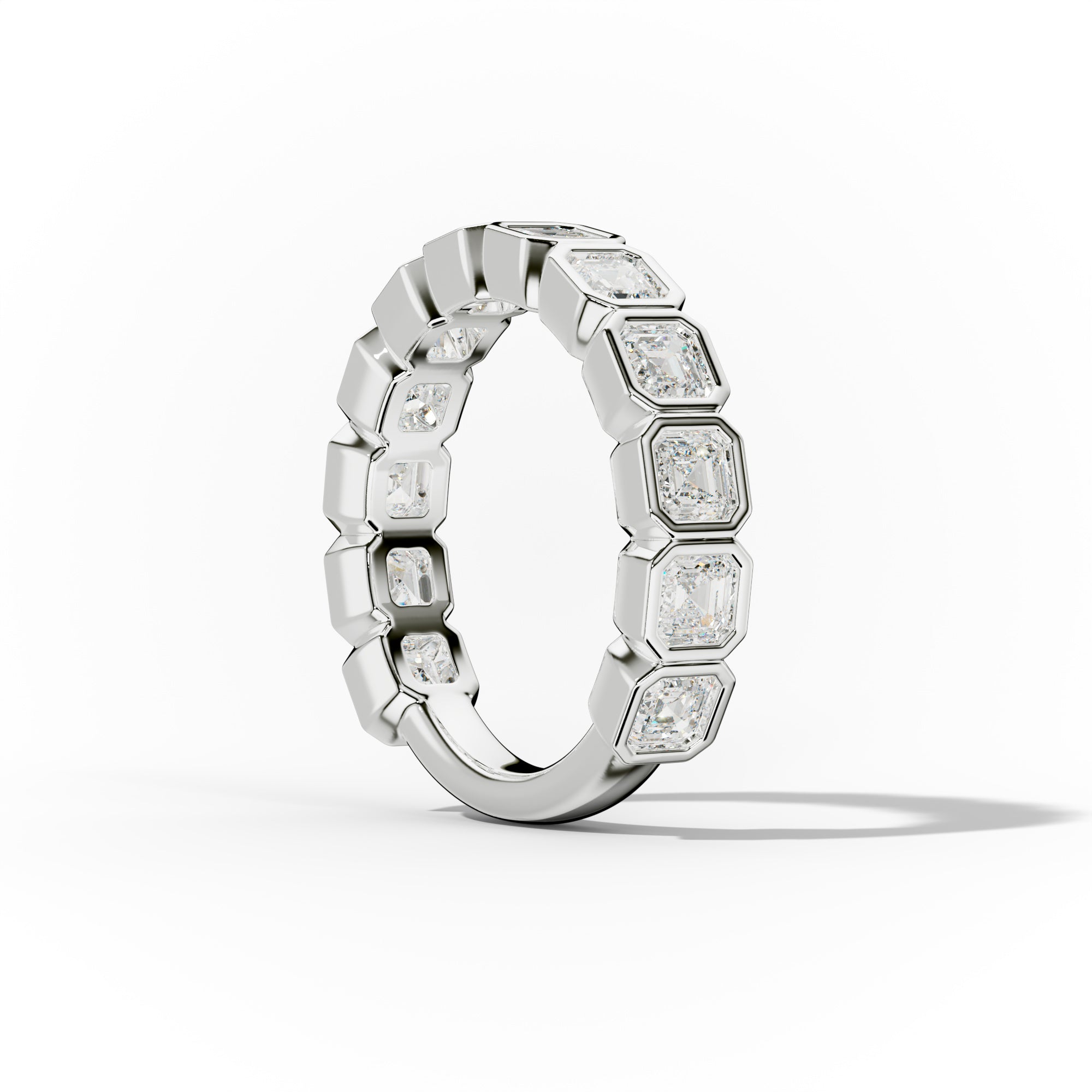 2.0 Carat Bezel Set Asscher Cut Diamond Anniversary Band