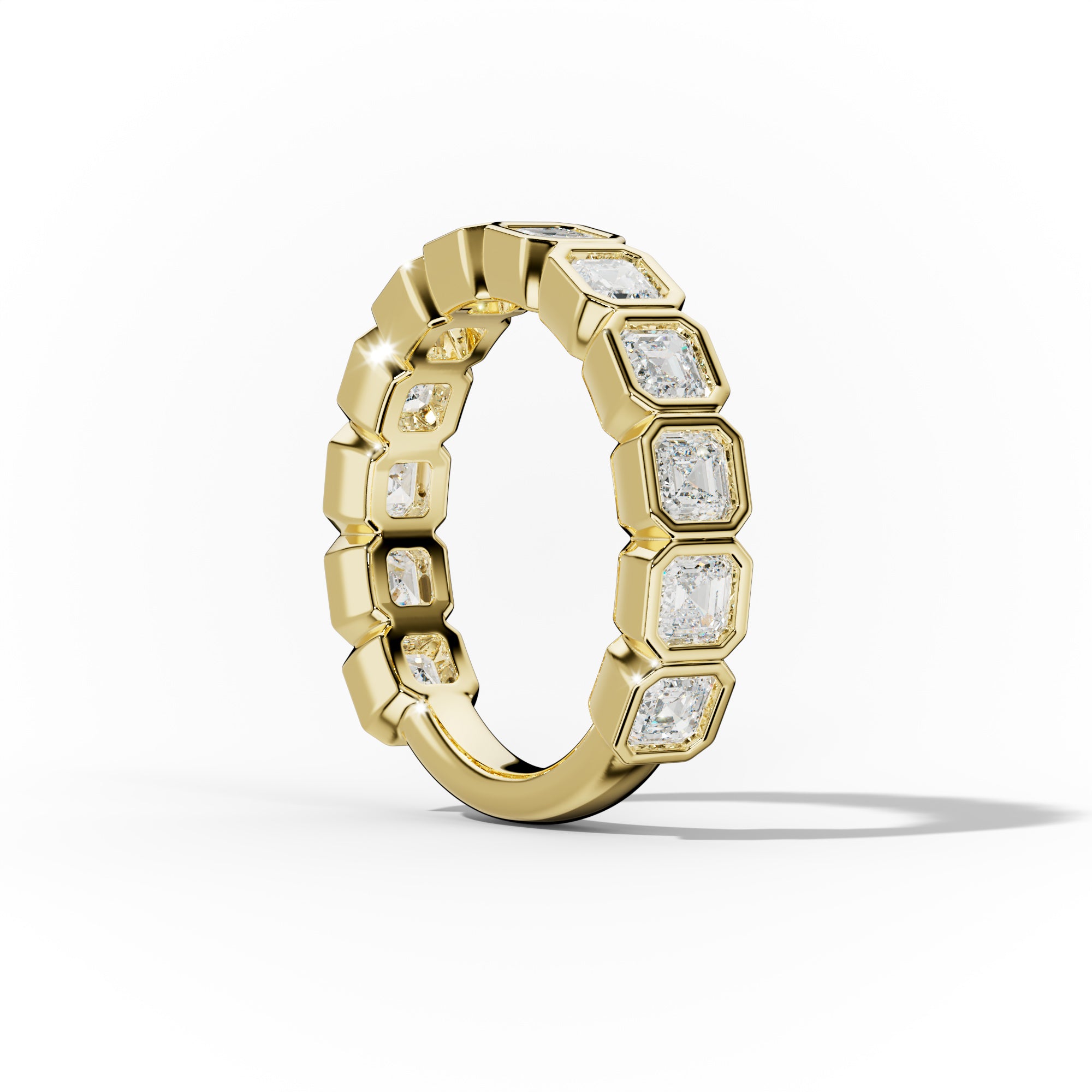 2.0 Carat Bezel Set Asscher Cut Diamond Anniversary Band