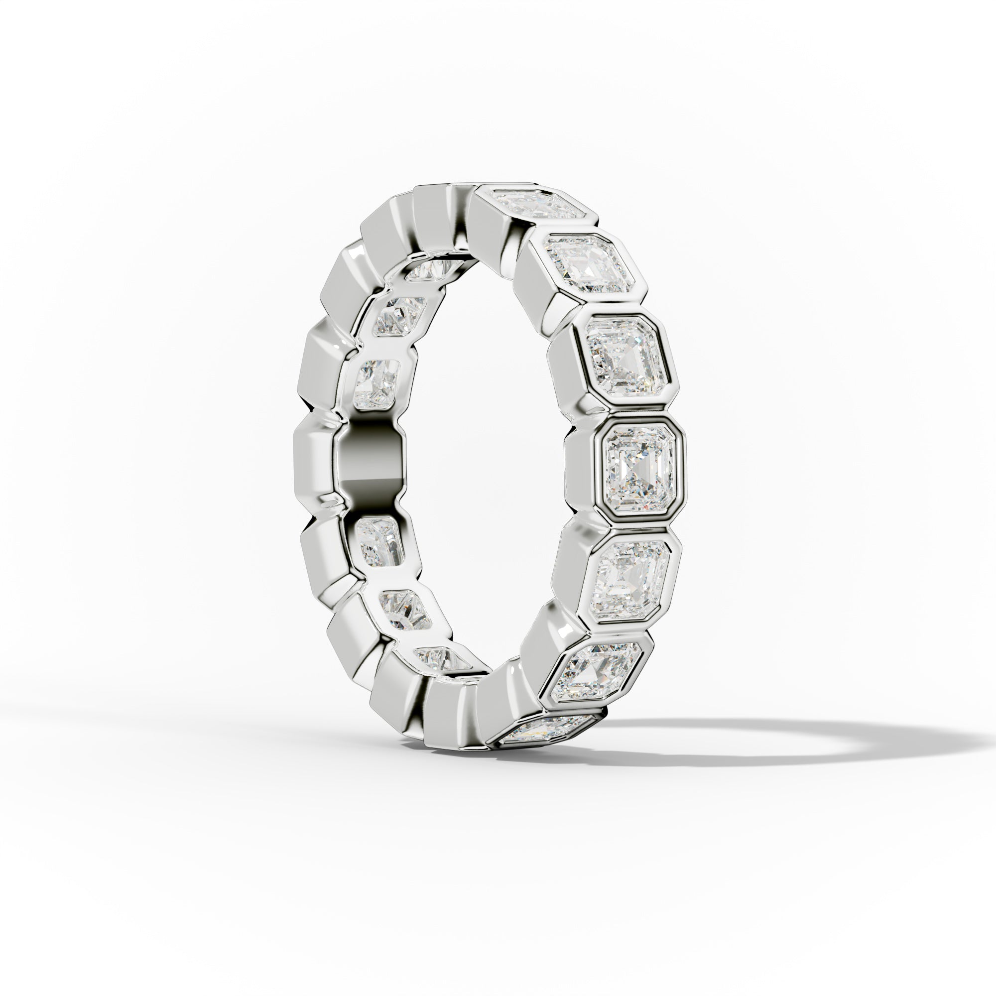 3.0 Carat Bezel Set Asscher Cut Diamond Eternity Band