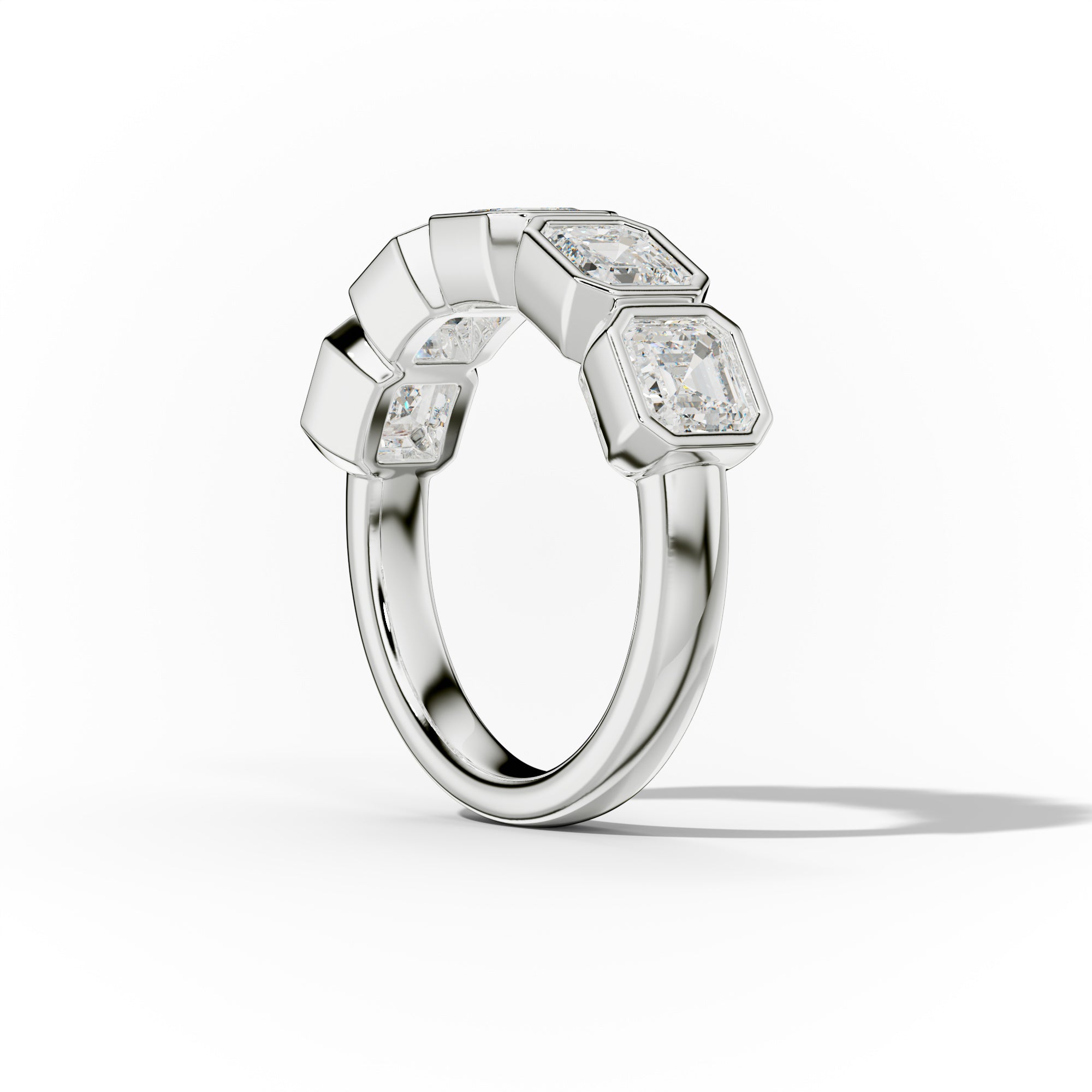 3.0 Carat Bezel Set Asscher Cut Diamond Five Stone Anniversary Band