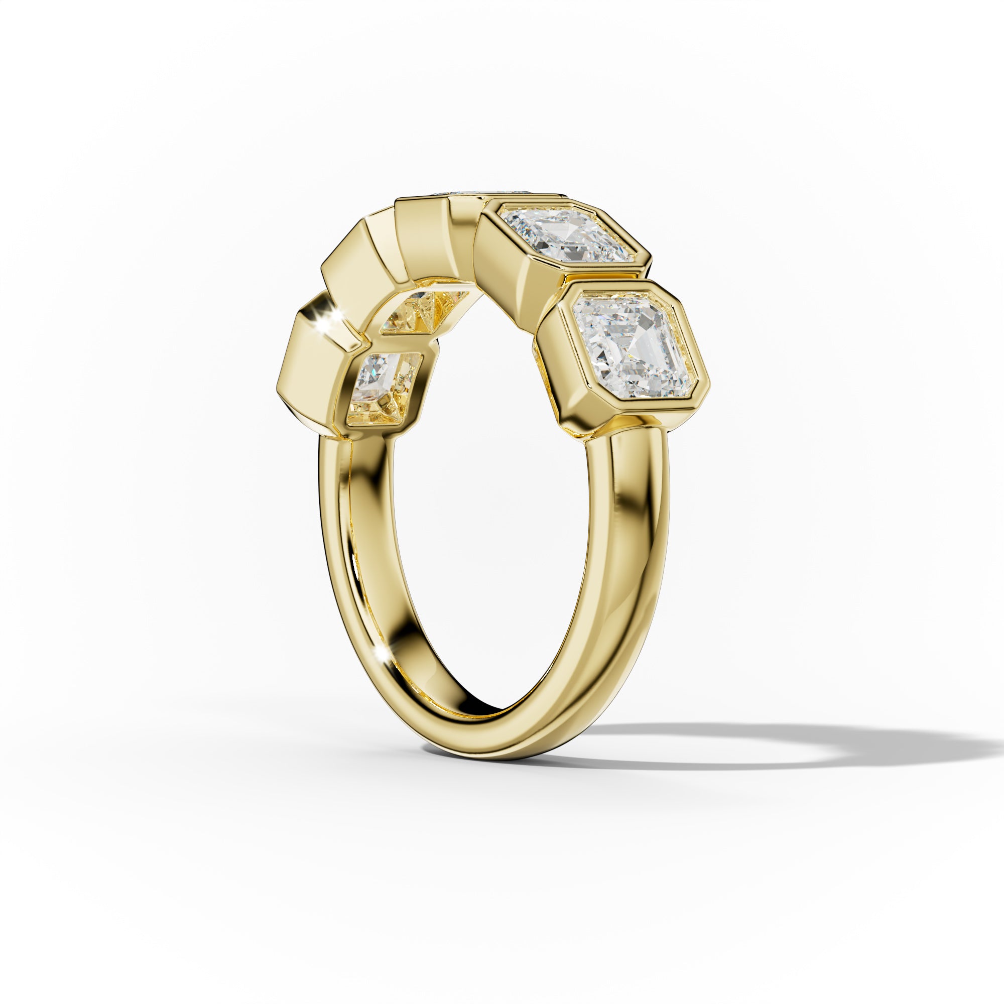 3.0 Carat Bezel Set Asscher Cut Diamond Five Stone Anniversary Band